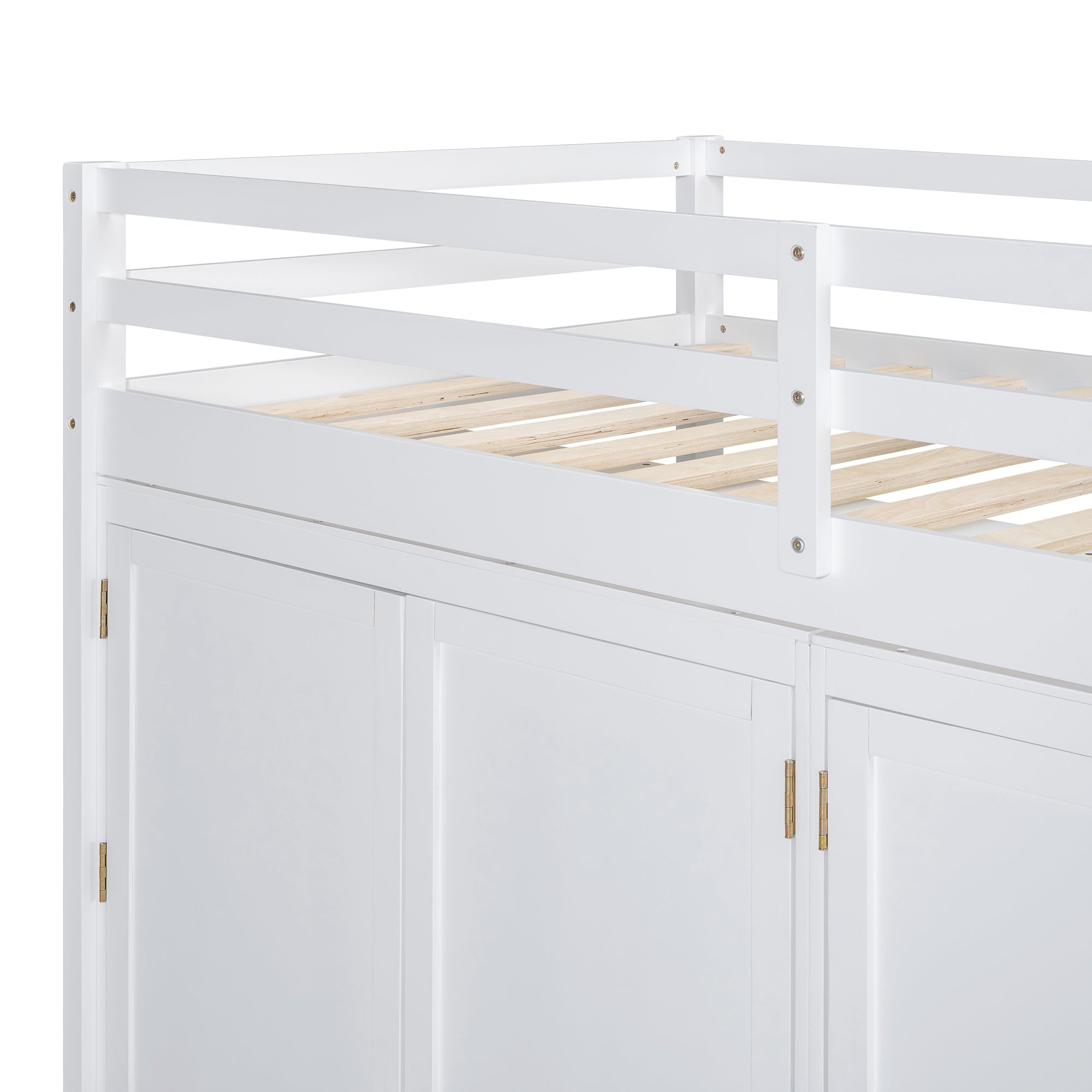Twin size Loft Bed with Drawer, Two Wardrobes and Mirror, White - Atlantic Fine Furniture Melbourne FL