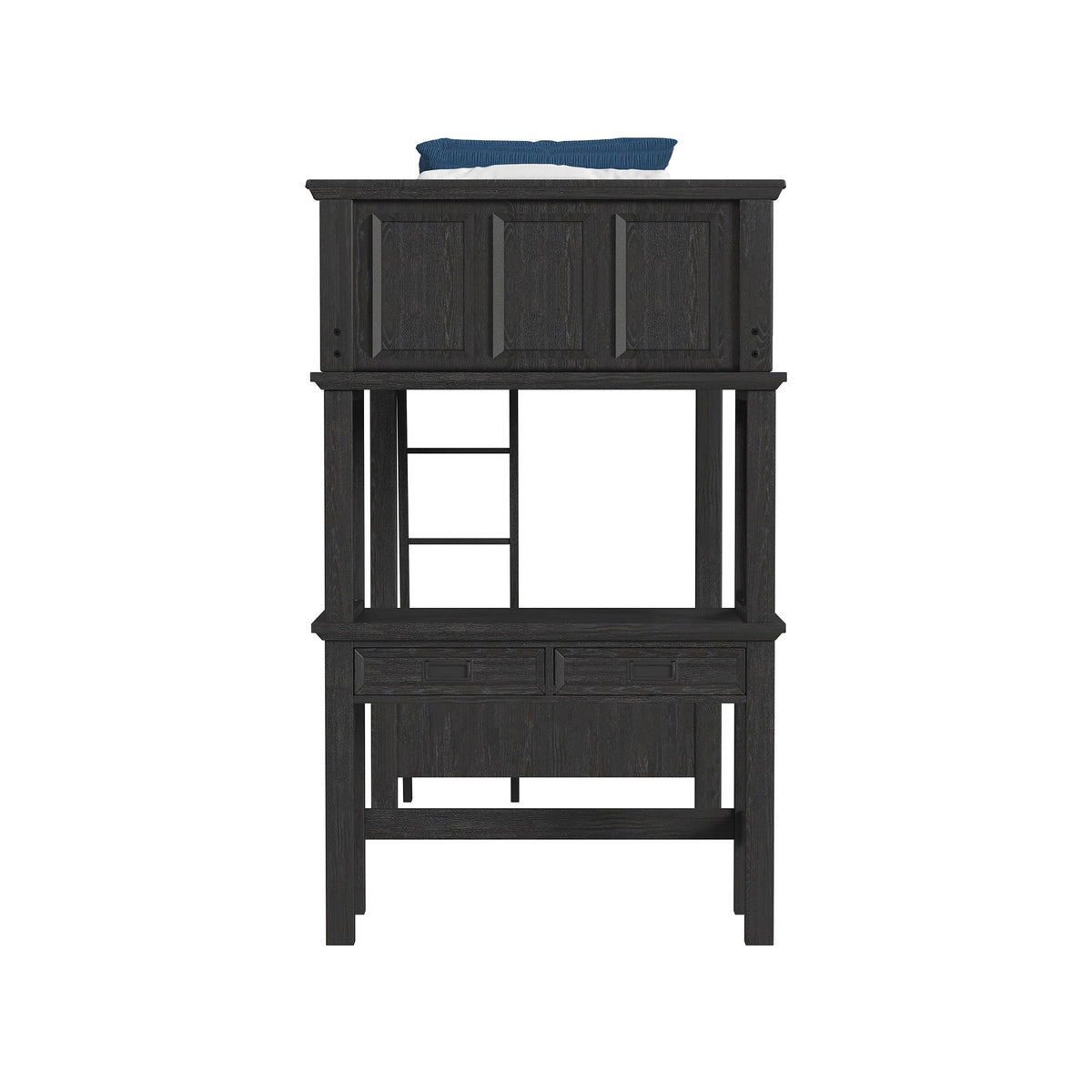 Hampton Kids Loft Bed With Ladder And Desk With Speaker in Black by Elements International, view 3