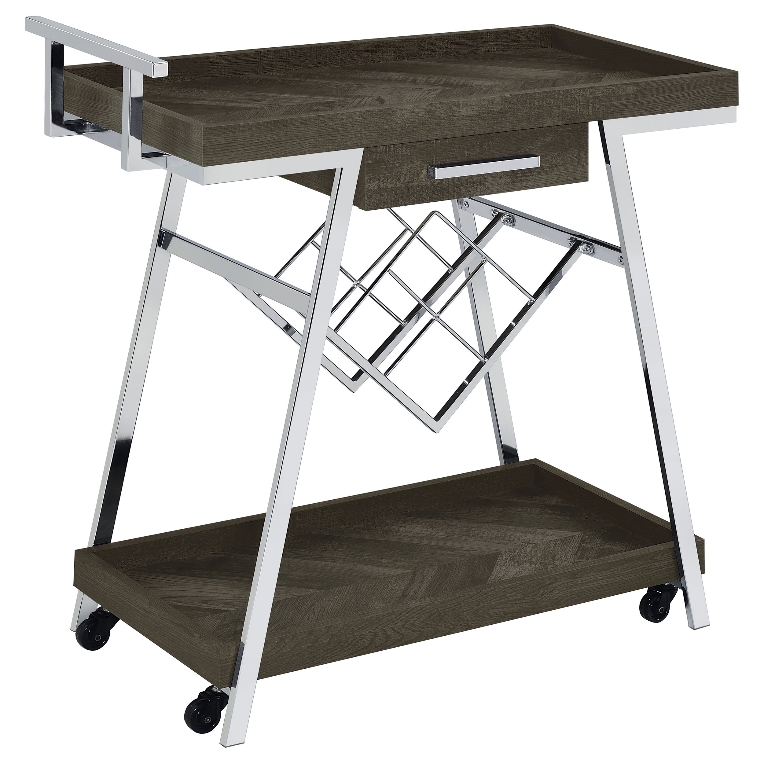 Kinney 1-drawer Engineered Wood Bar Cart Rustic Grey — view 1