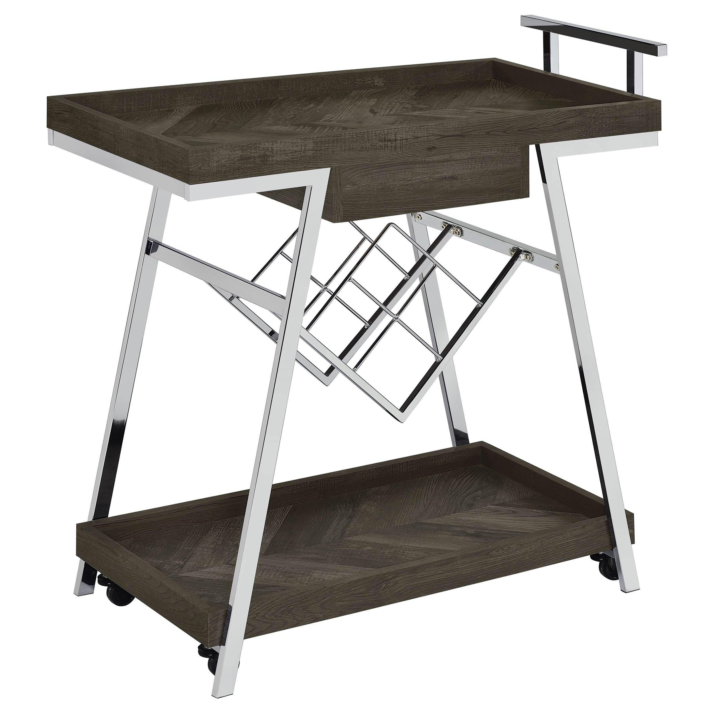 Kinney 1-drawer Engineered Wood Bar Cart Rustic Grey — view 6