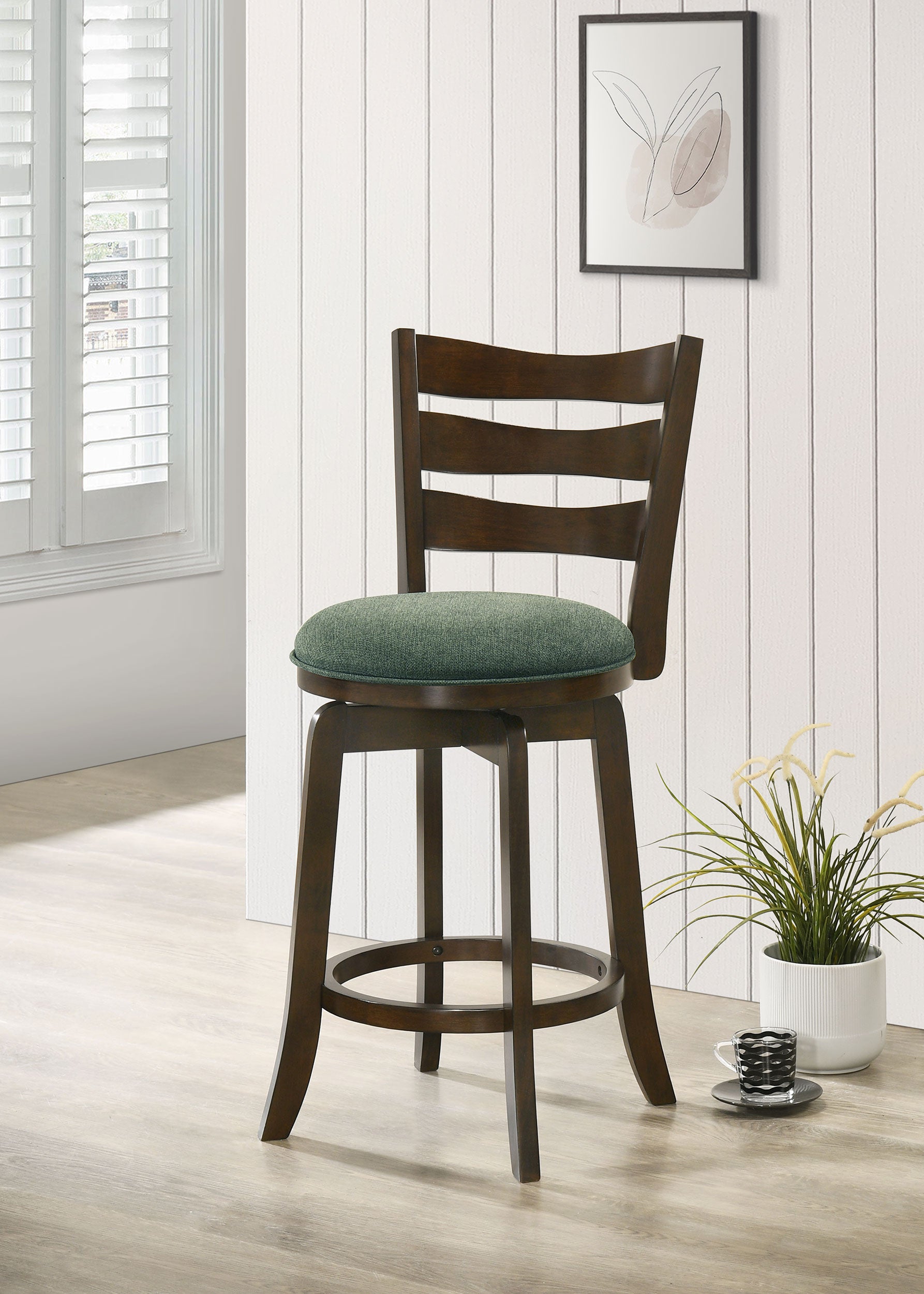 Murphy Wood Counter Height Swivel Bar Chair Hunter Green — view 2