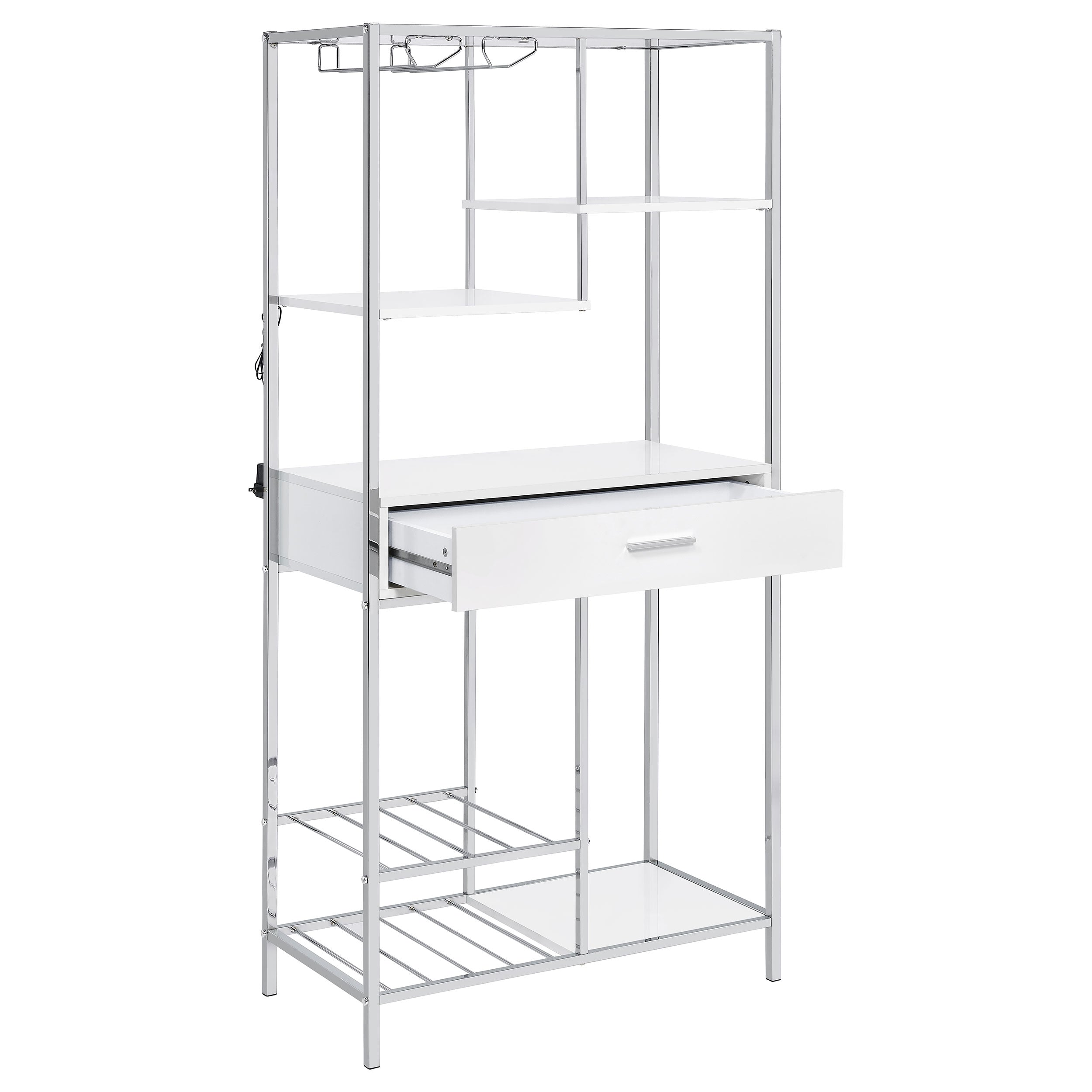 Figueroa 5-shelf LED Wine Storage Bar Cabinet White High Gloss — view 6