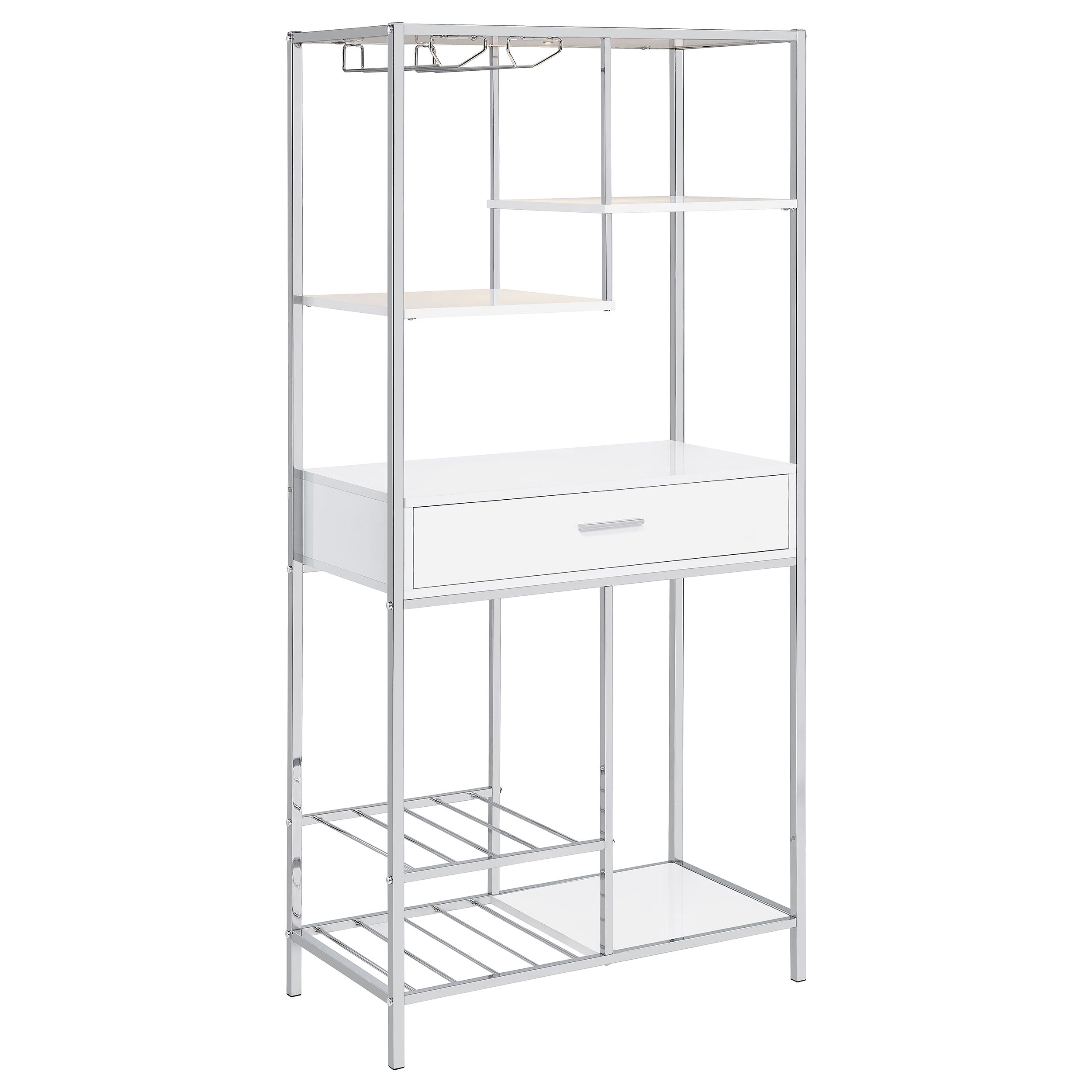 Figueroa 5-shelf LED Wine Storage Bar Cabinet White High Gloss — view 7