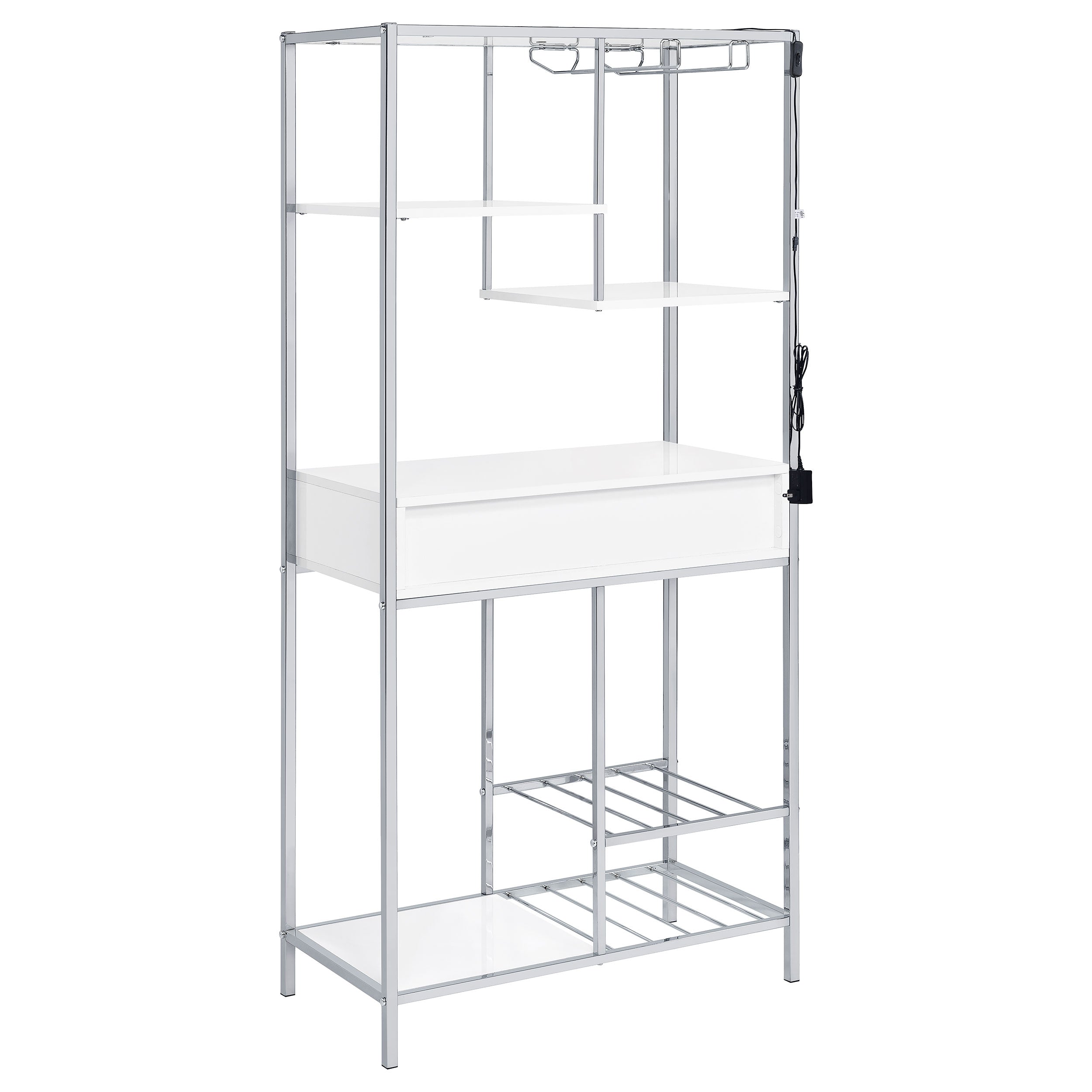 Figueroa 5-shelf LED Wine Storage Bar Cabinet White High Gloss — view 10