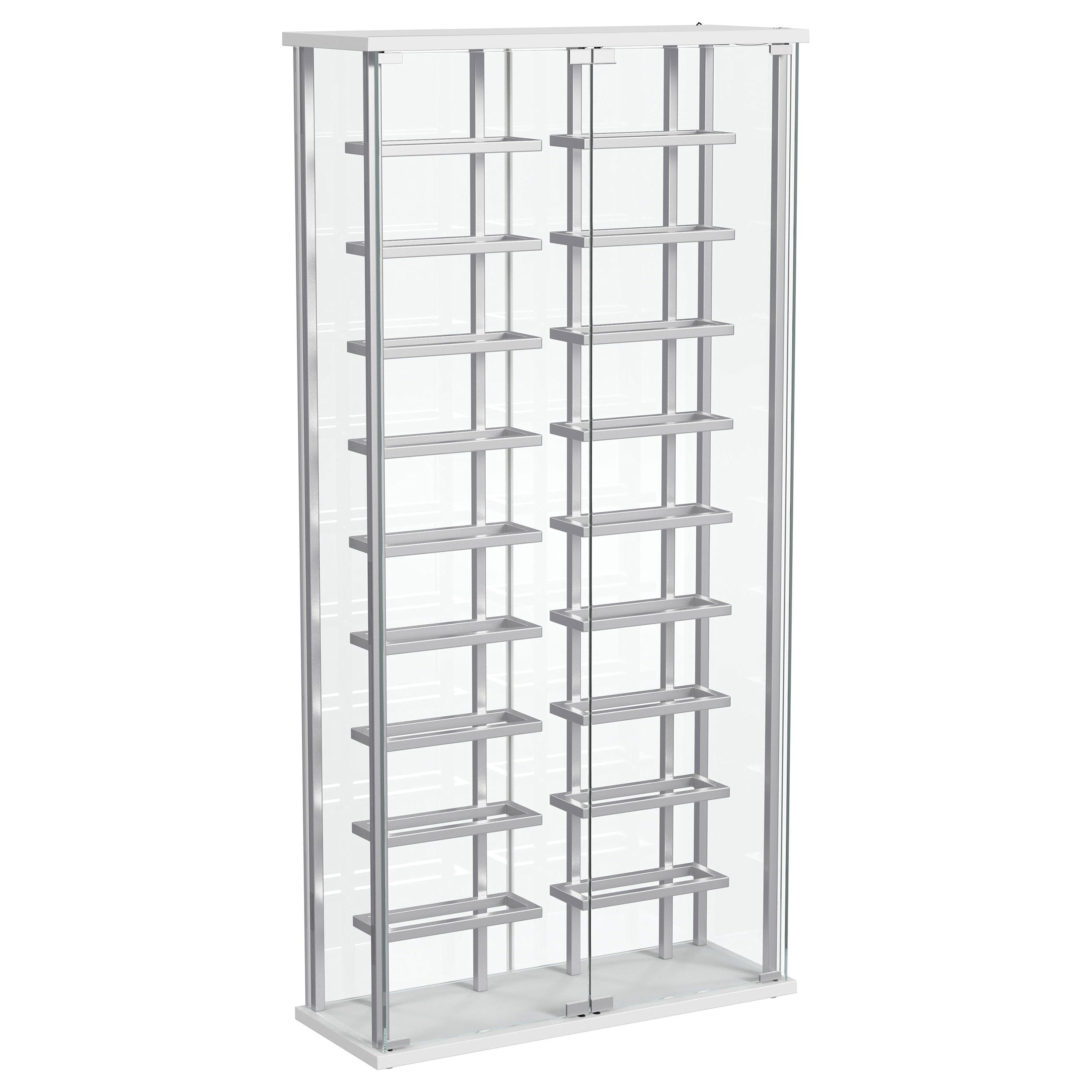Montara Tempered Glass Wine Storage LED Curio Cabinet Chrome — view 1