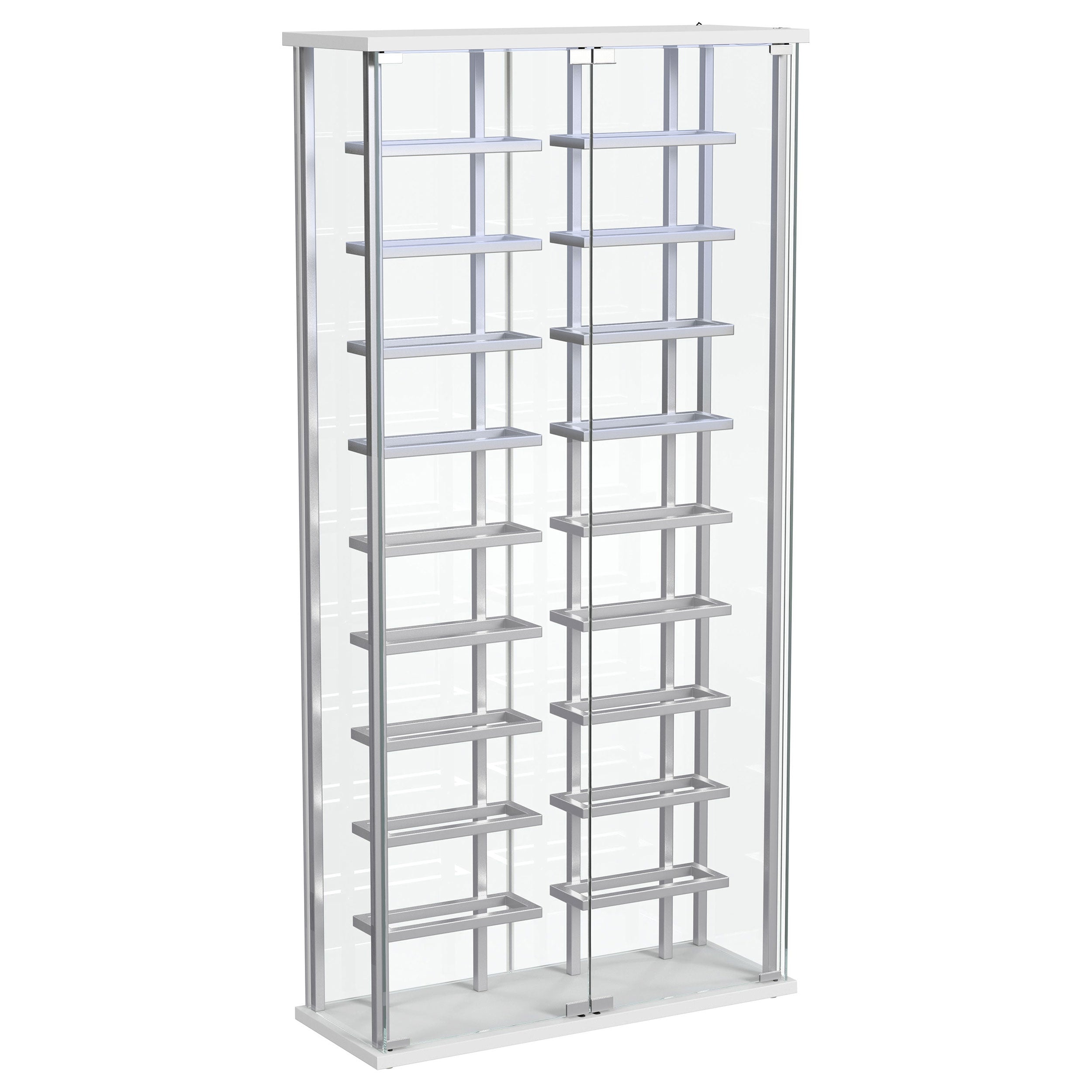 Montara Tempered Glass Wine Storage LED Curio Cabinet Chrome — view 4