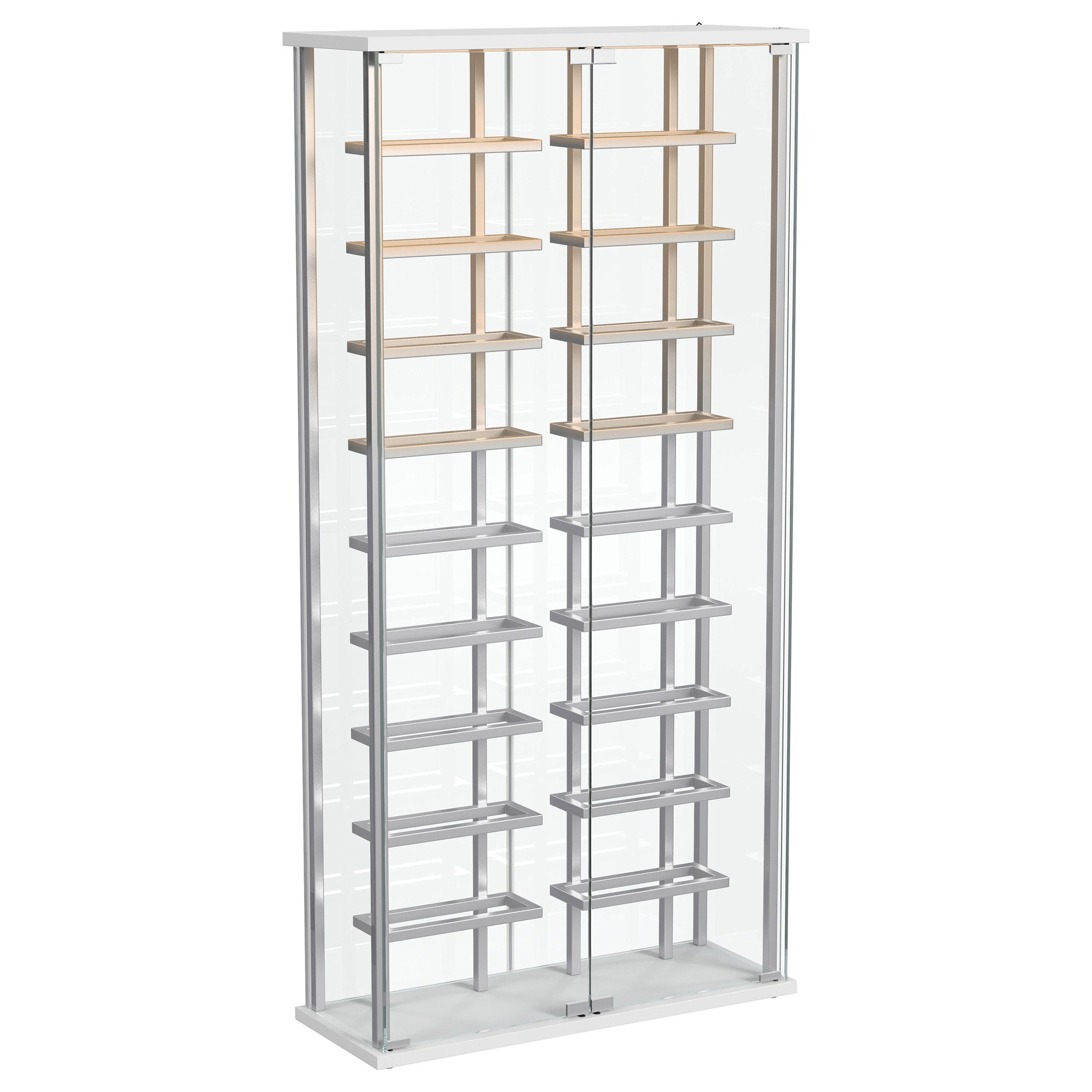 Montara Tempered Glass Wine Storage LED Curio Cabinet Chrome — view 5