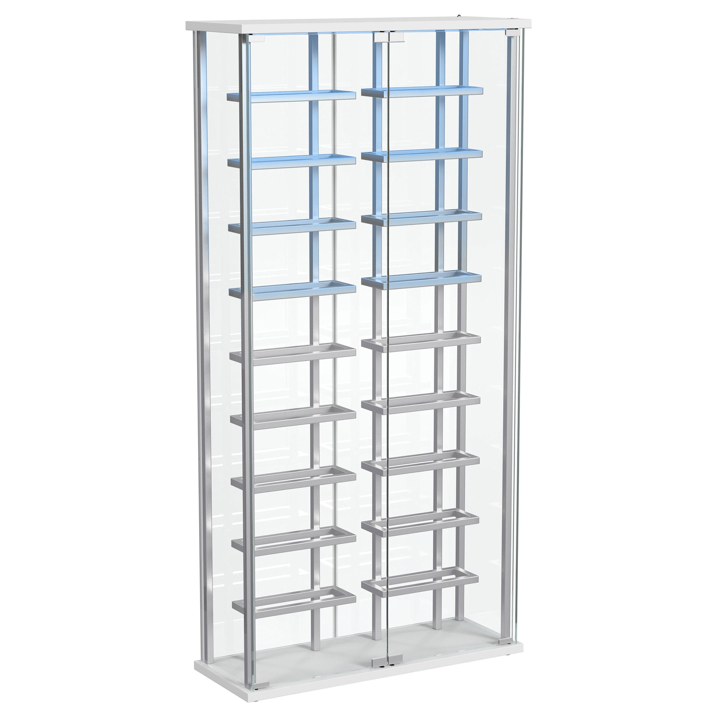 Montara Tempered Glass Wine Storage LED Curio Cabinet Chrome — view 10