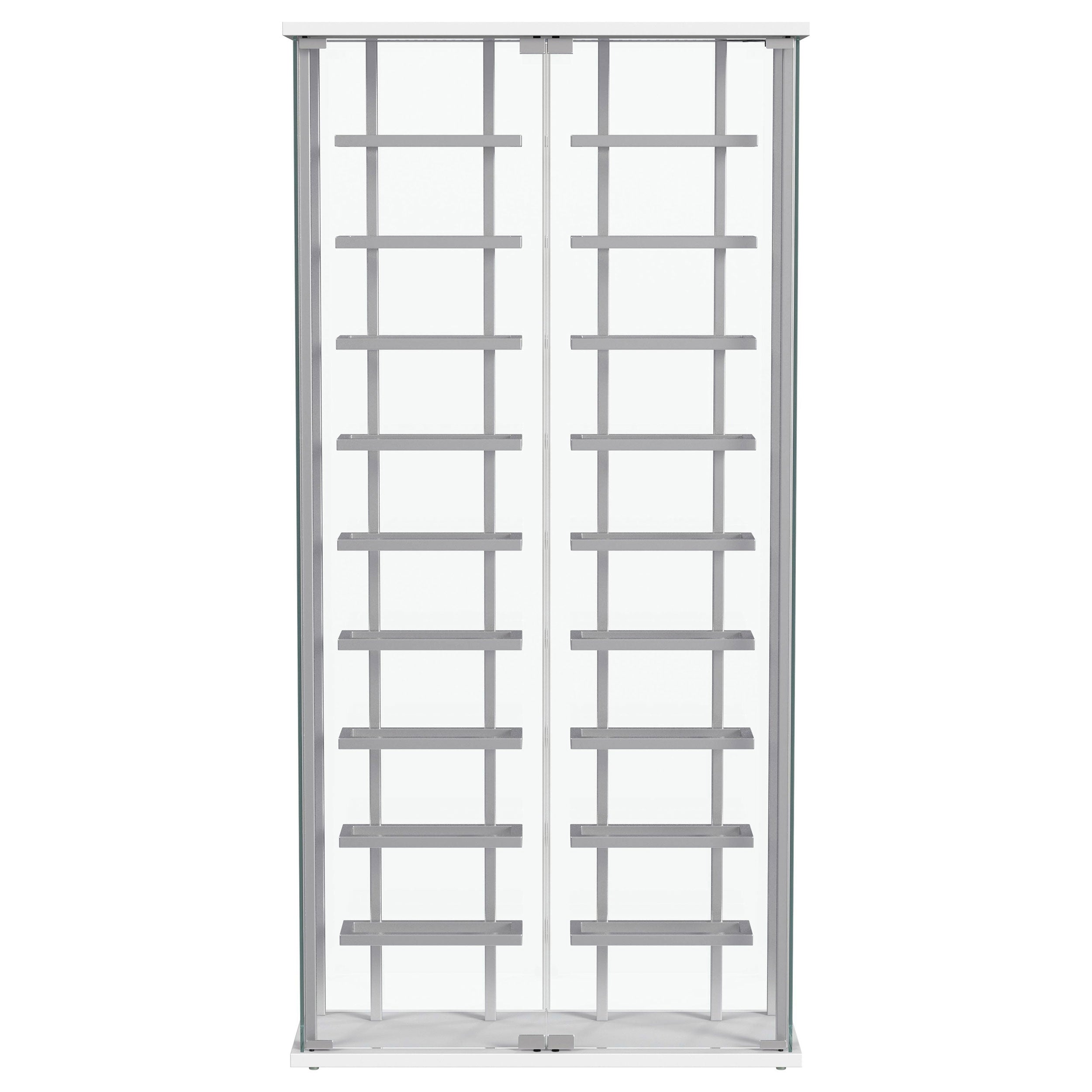 Montara Tempered Glass Wine Storage LED Curio Cabinet Chrome — view 12