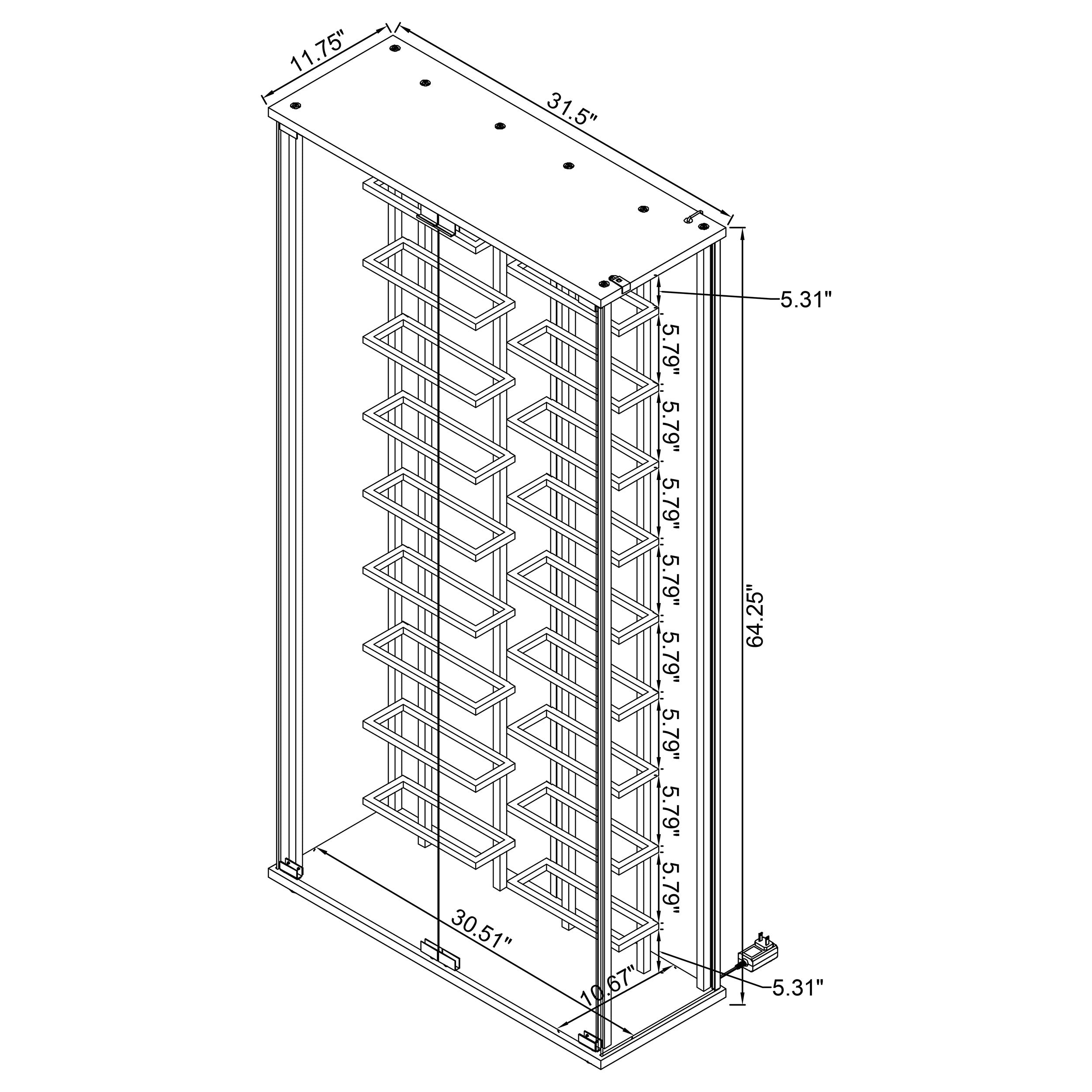 Montara Tempered Glass Wine Storage LED Curio Cabinet Chrome — view 19