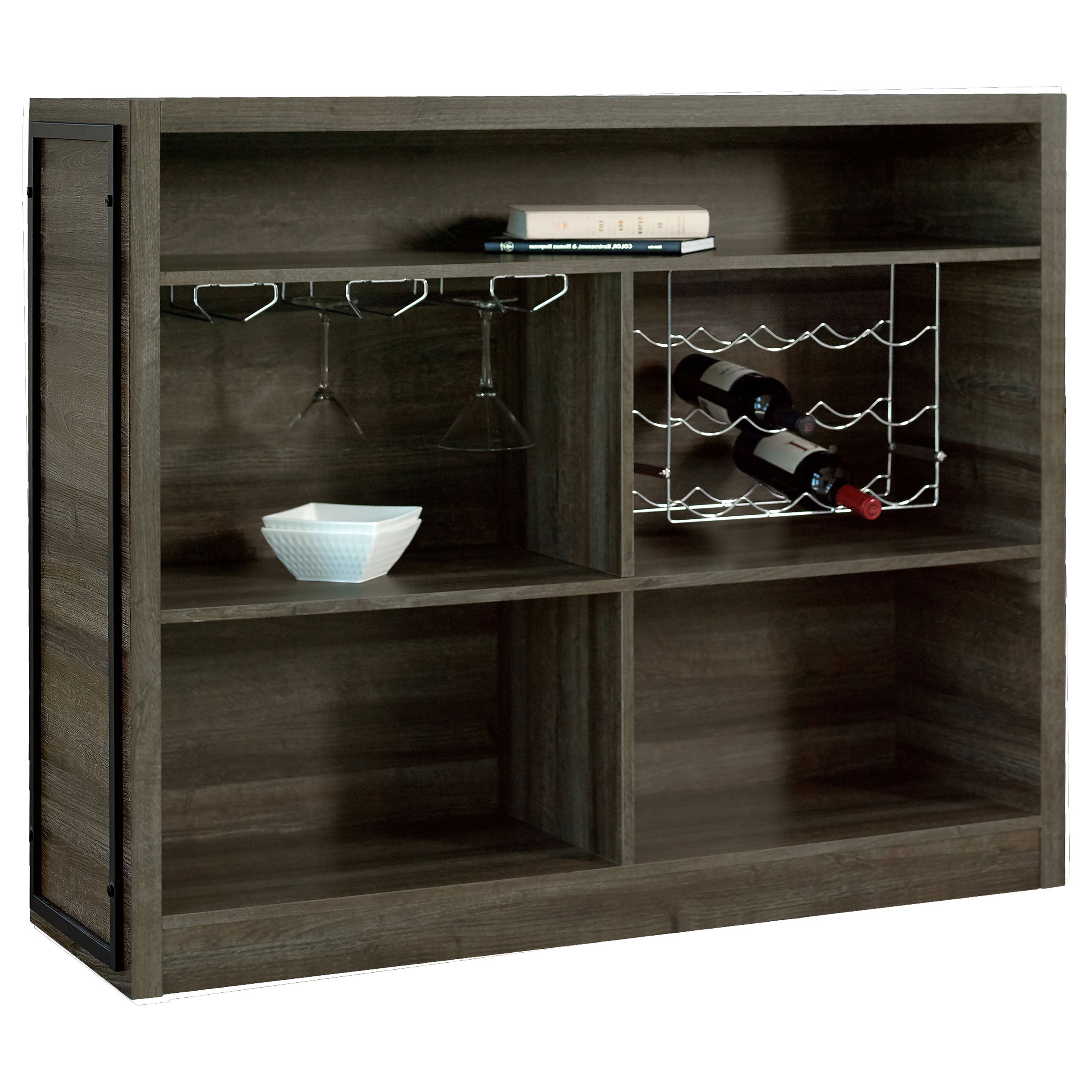 Joe 5-shelf Composite Wood Home Bar Wine Cabinet Aged Oak — view 4