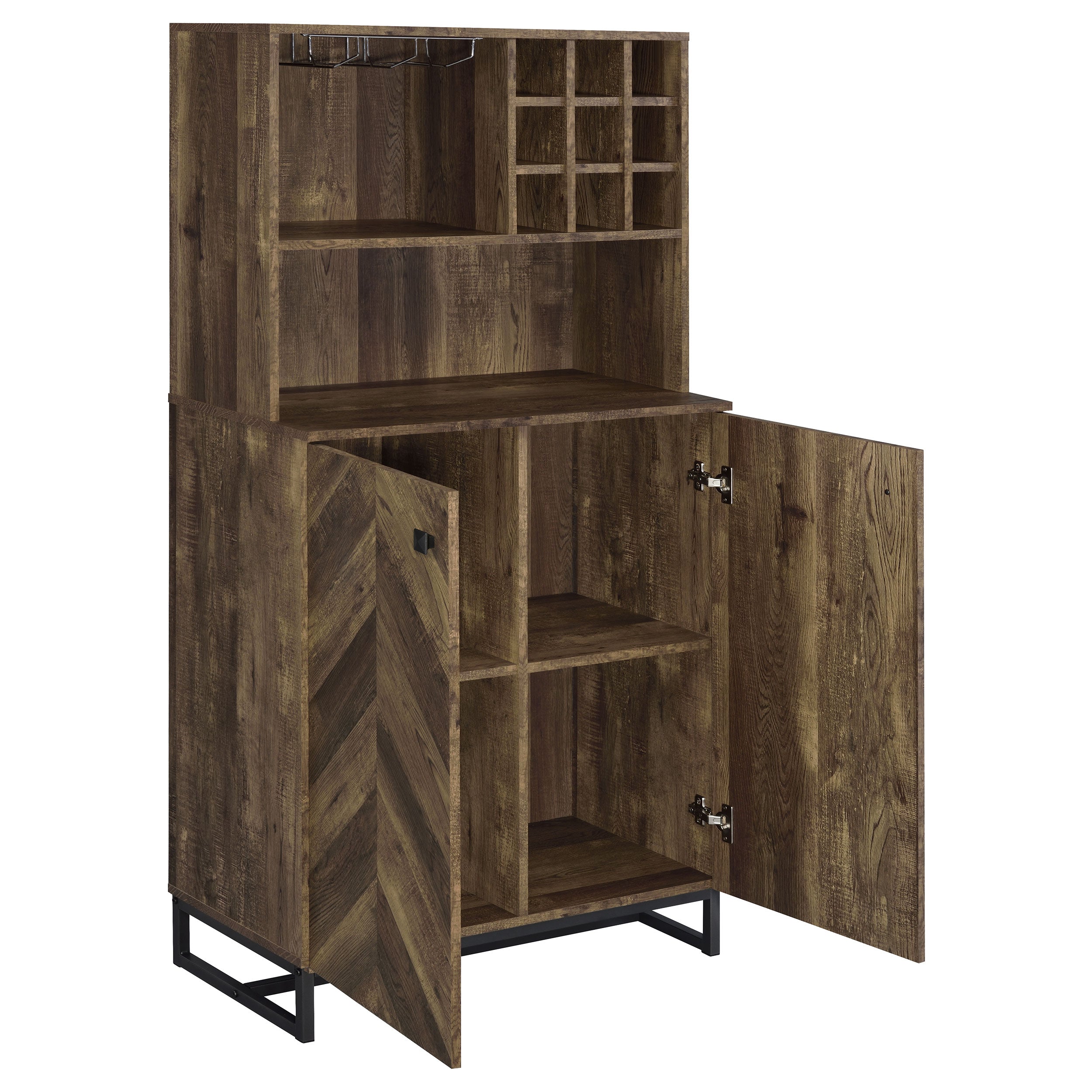 Mendoza 2-door Home Bar Cabinet Wine Storage Rustic Oak — view 3