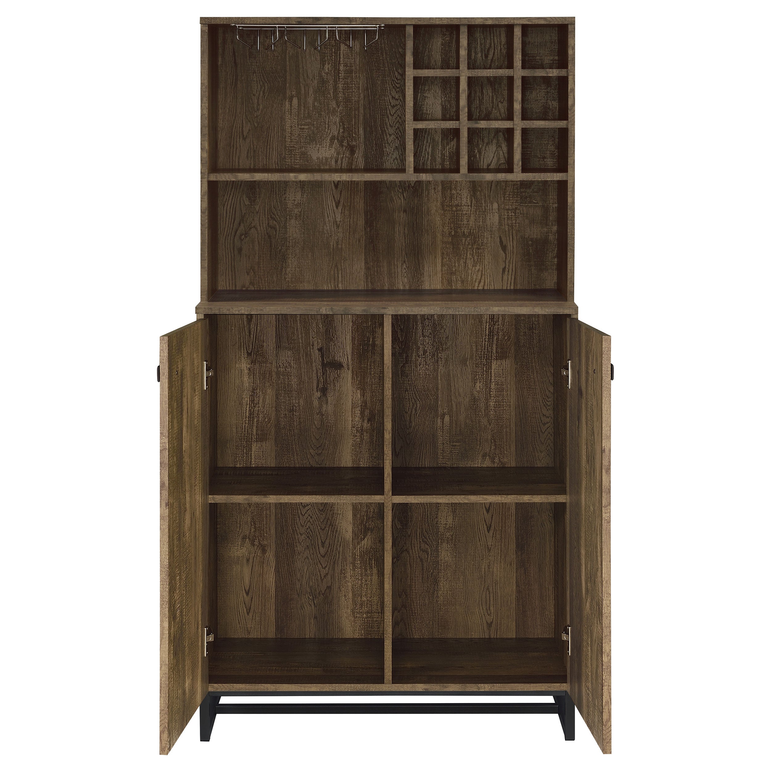Mendoza 2-door Home Bar Cabinet Wine Storage Rustic Oak — view 5
