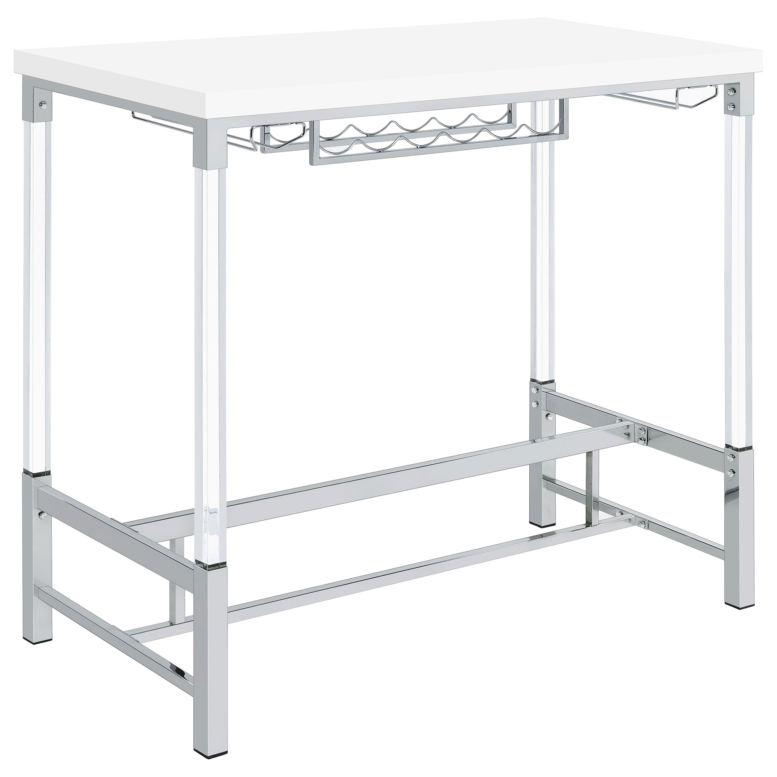 Norcrest 47-inch Acrylic Leg Bar Table White High Gloss — view 1