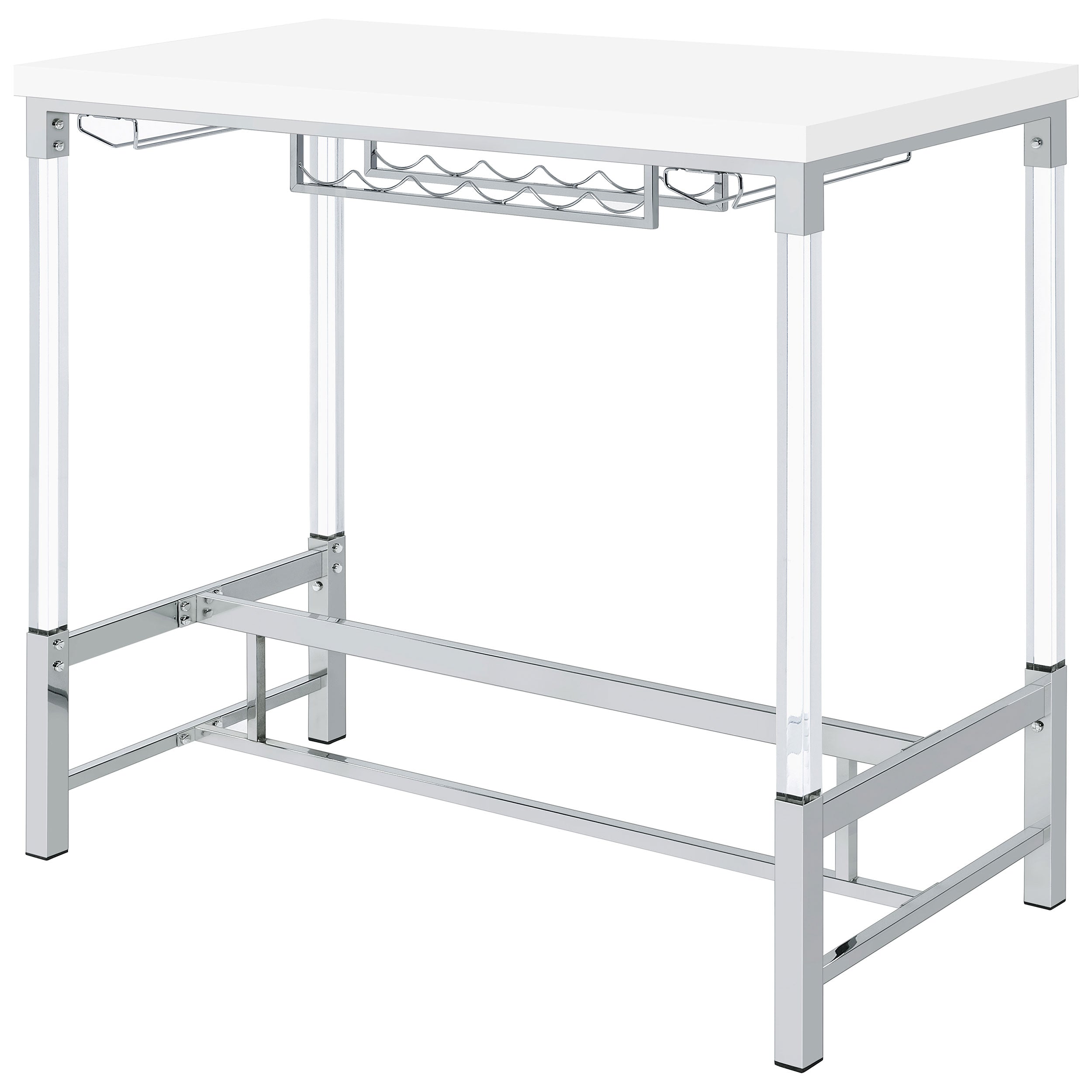 Norcrest 47-inch Acrylic Leg Bar Table White High Gloss — view 4