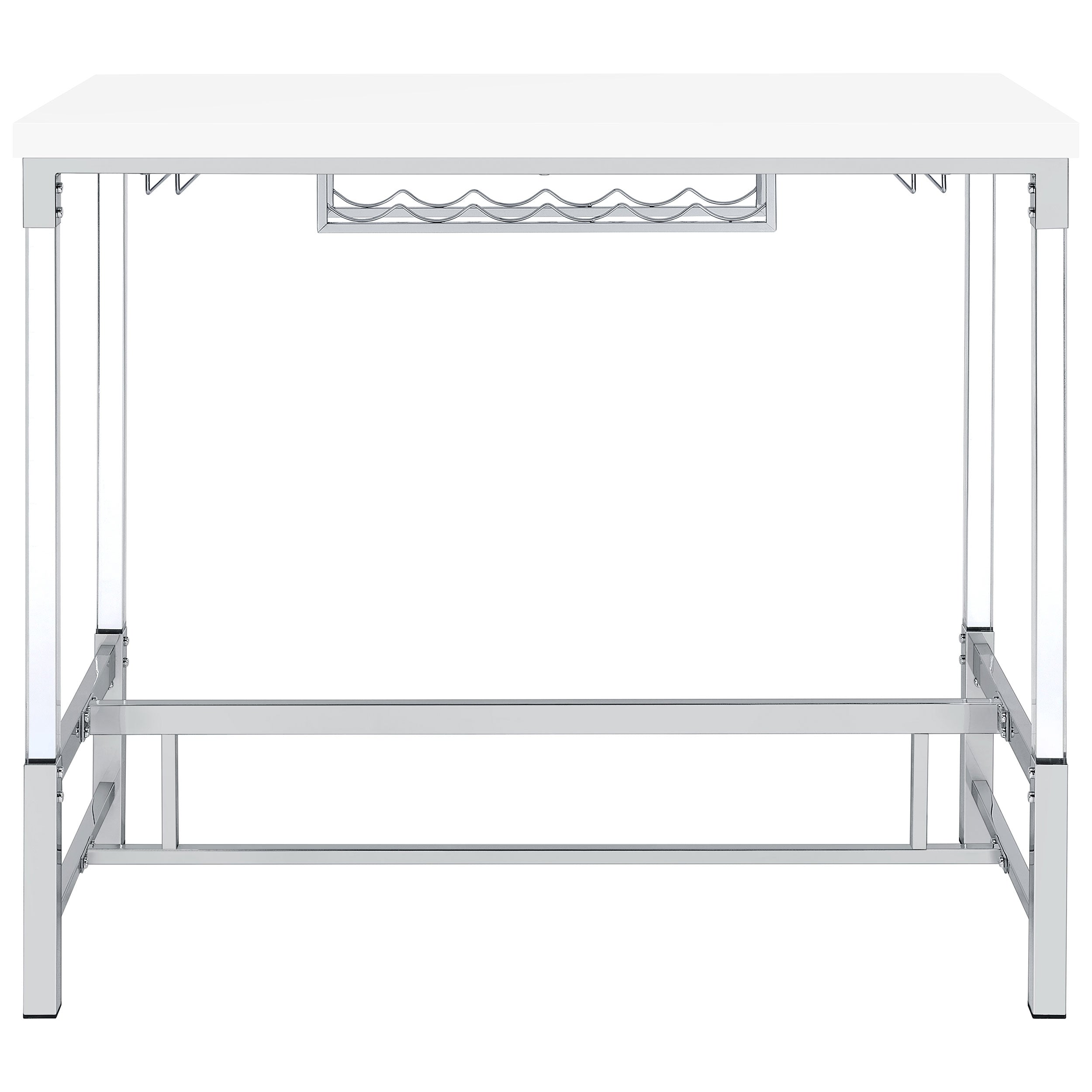 Norcrest 47-inch Acrylic Leg Bar Table White High Gloss — view 7