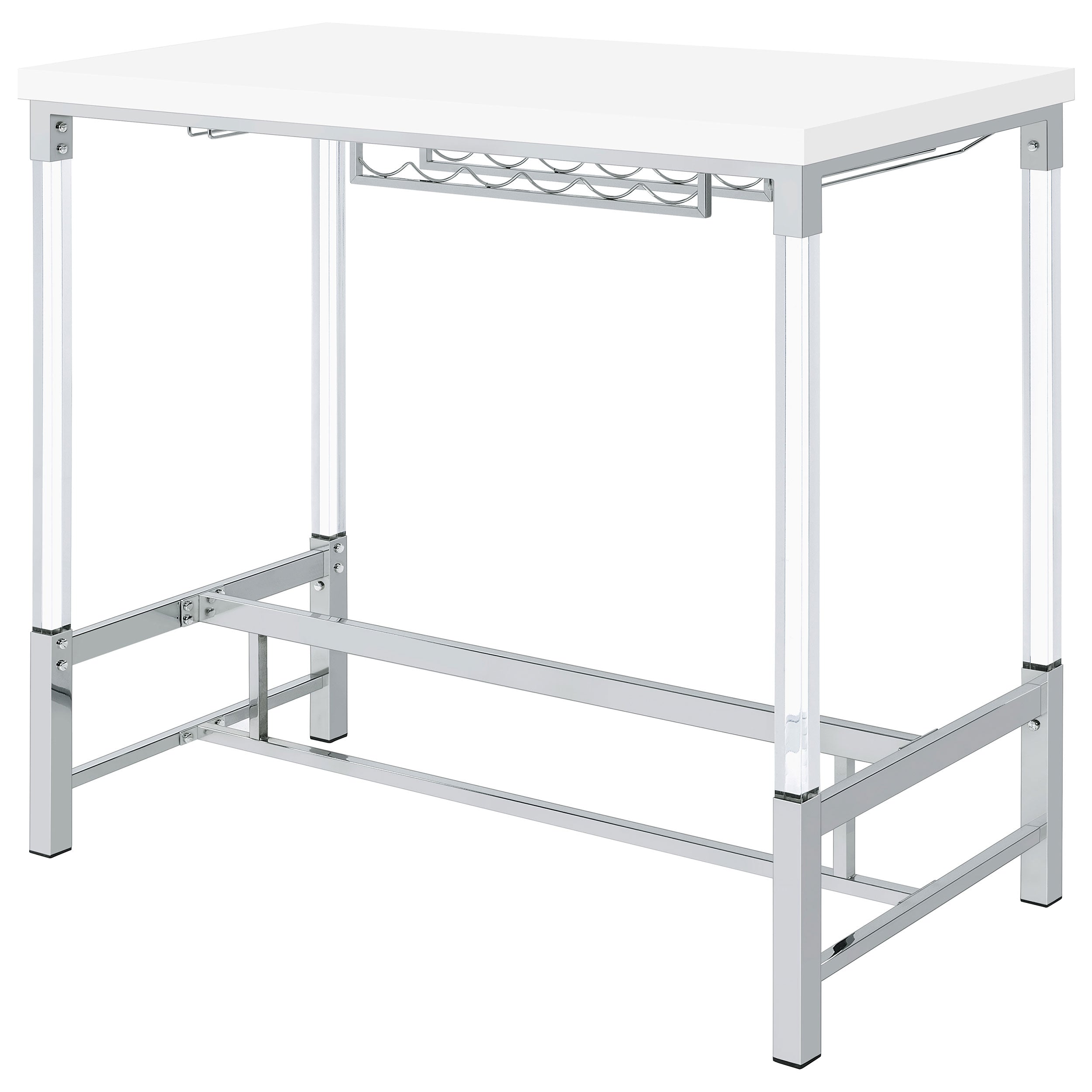 Norcrest 47-inch Acrylic Leg Bar Table White High Gloss — view 8