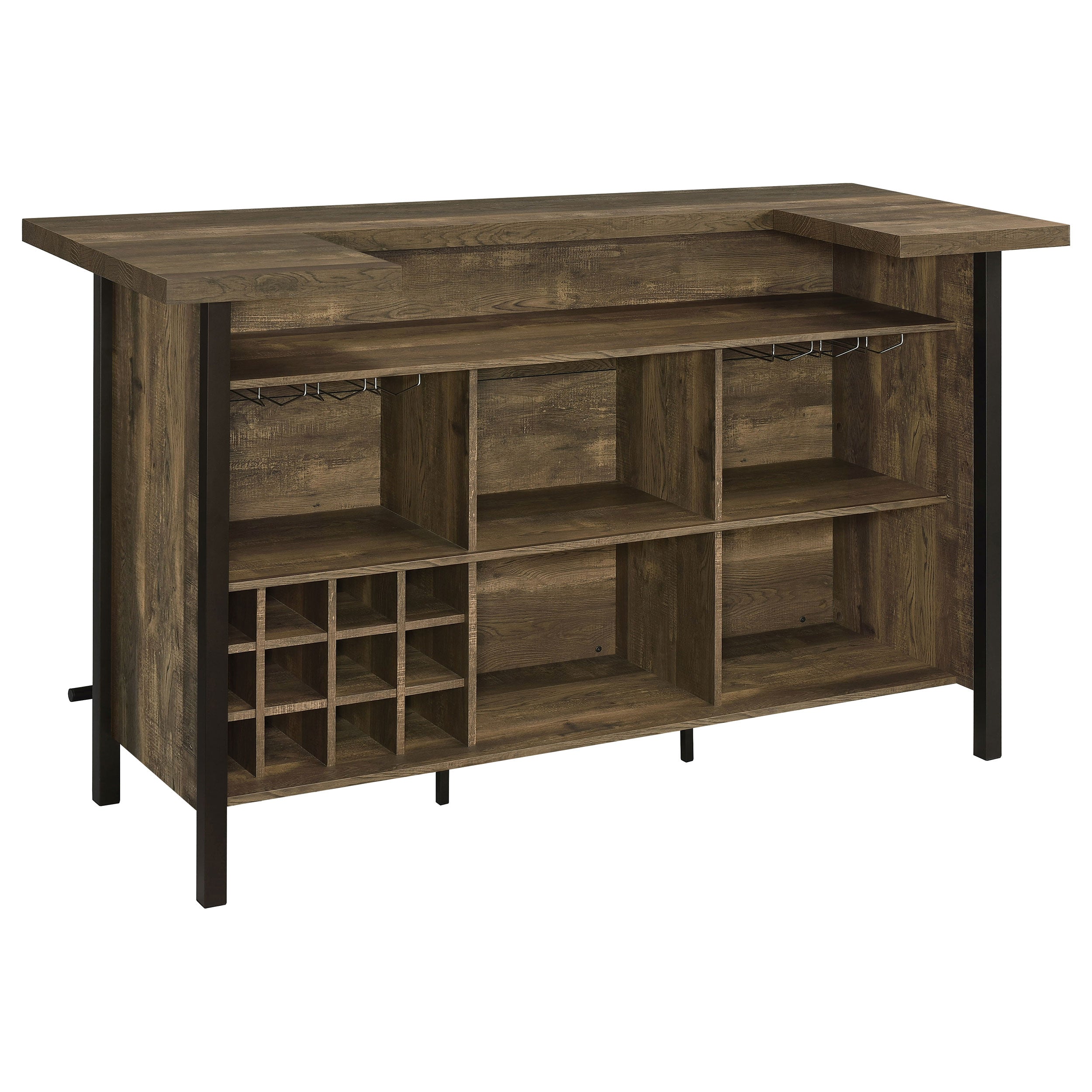 Bellemore Freestanding Home Bar Wine Cabinet Rustic Oak — view 4