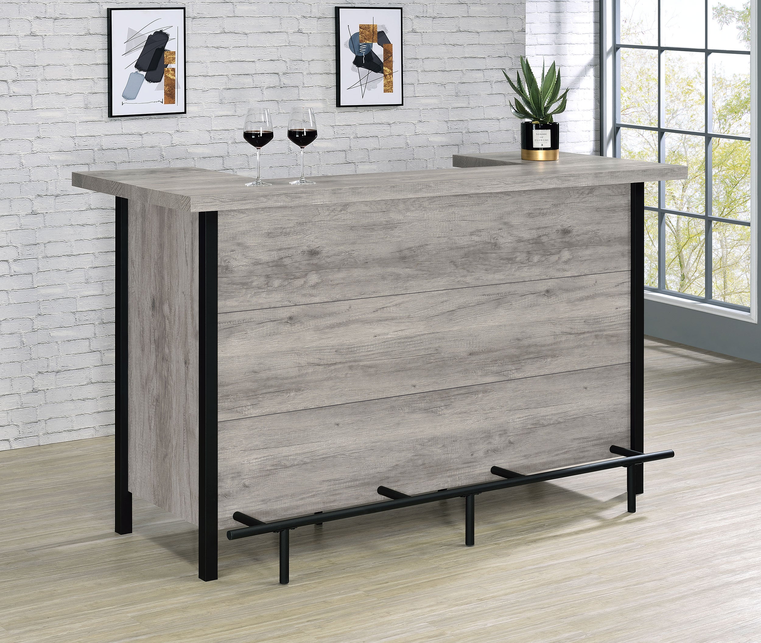 Bellemore Freestanding Home Bar Wine Cabinet Grey Driftwood — view 2