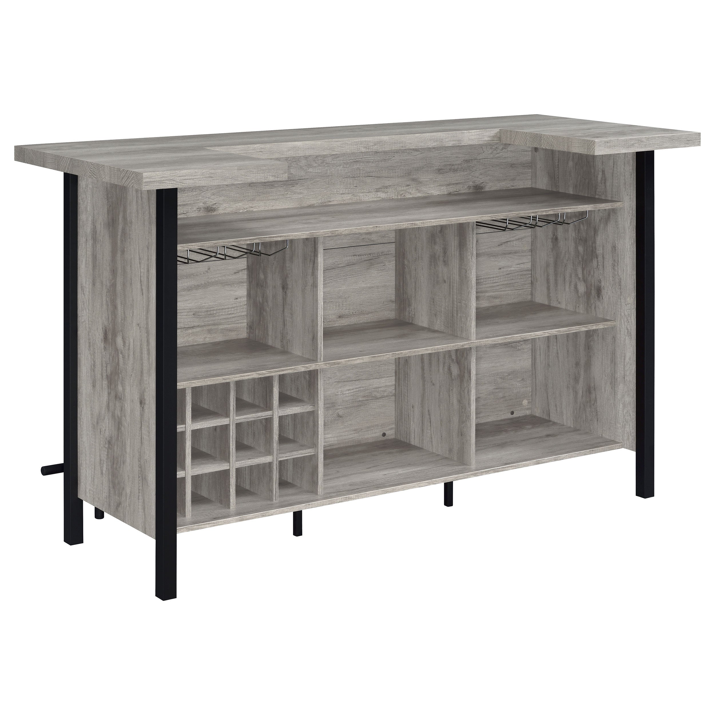 Bellemore Freestanding Home Bar Wine Cabinet Grey Driftwood — view 7