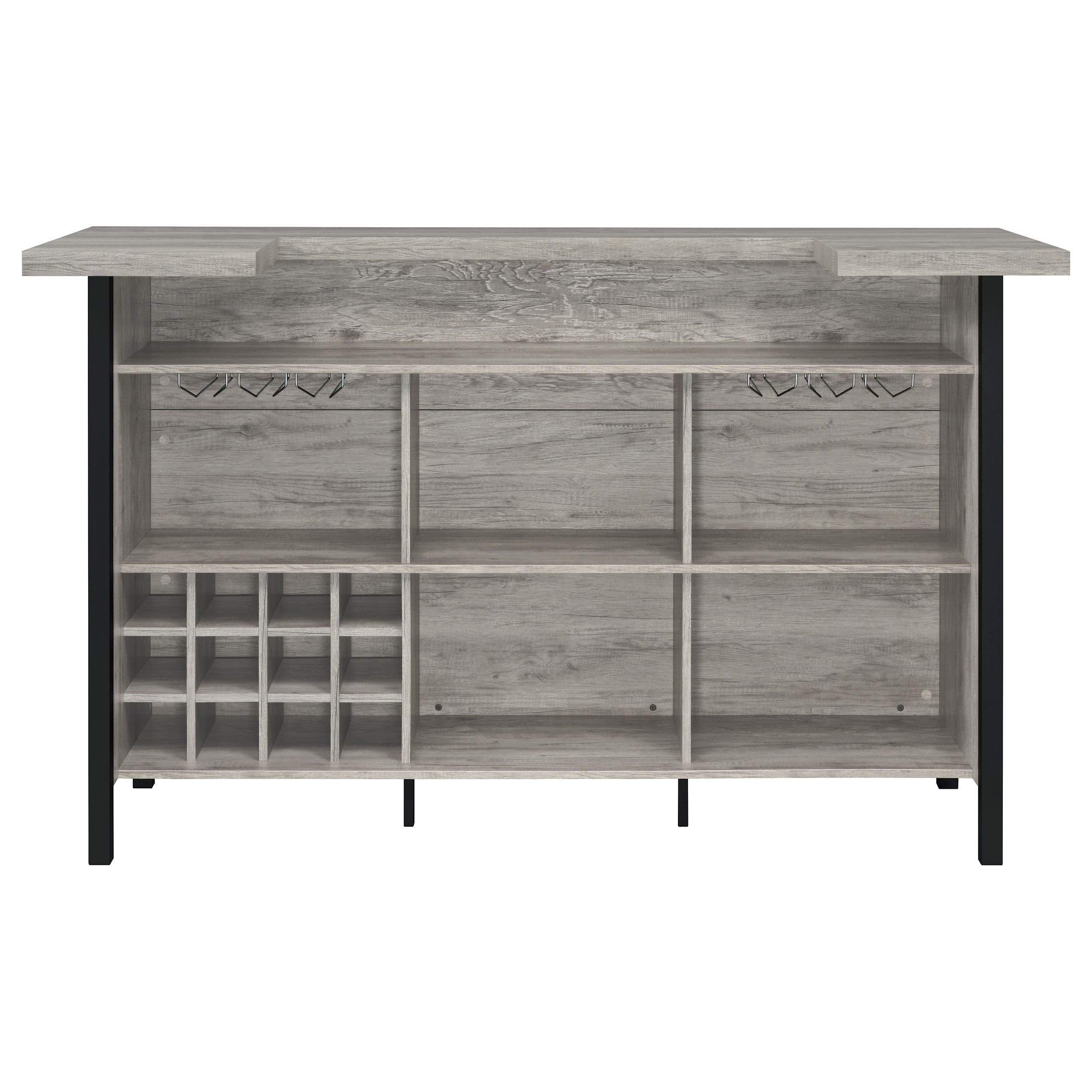 Bellemore Freestanding Home Bar Wine Cabinet Grey Driftwood — view 8