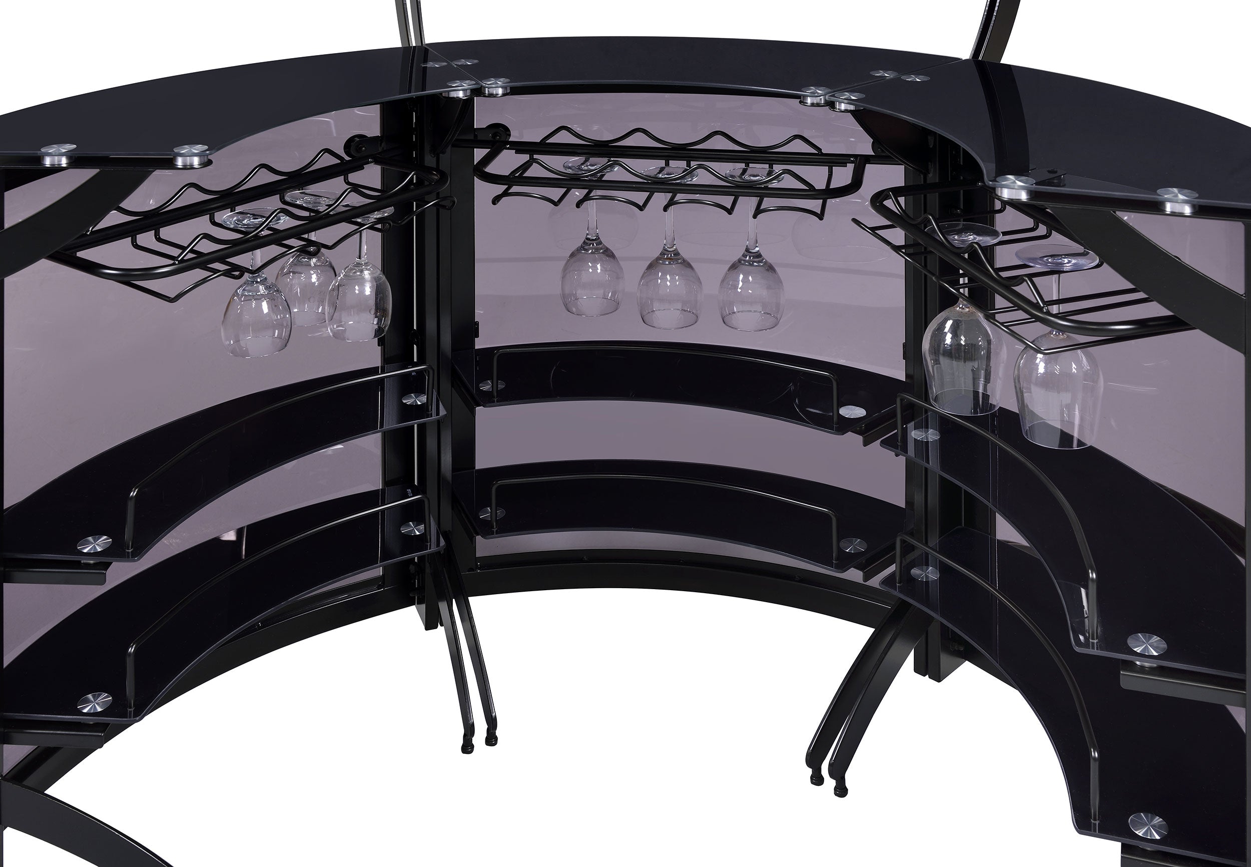 Dallas 3-piece Curved Freestanding Home Bar Cabinet Black — view 11