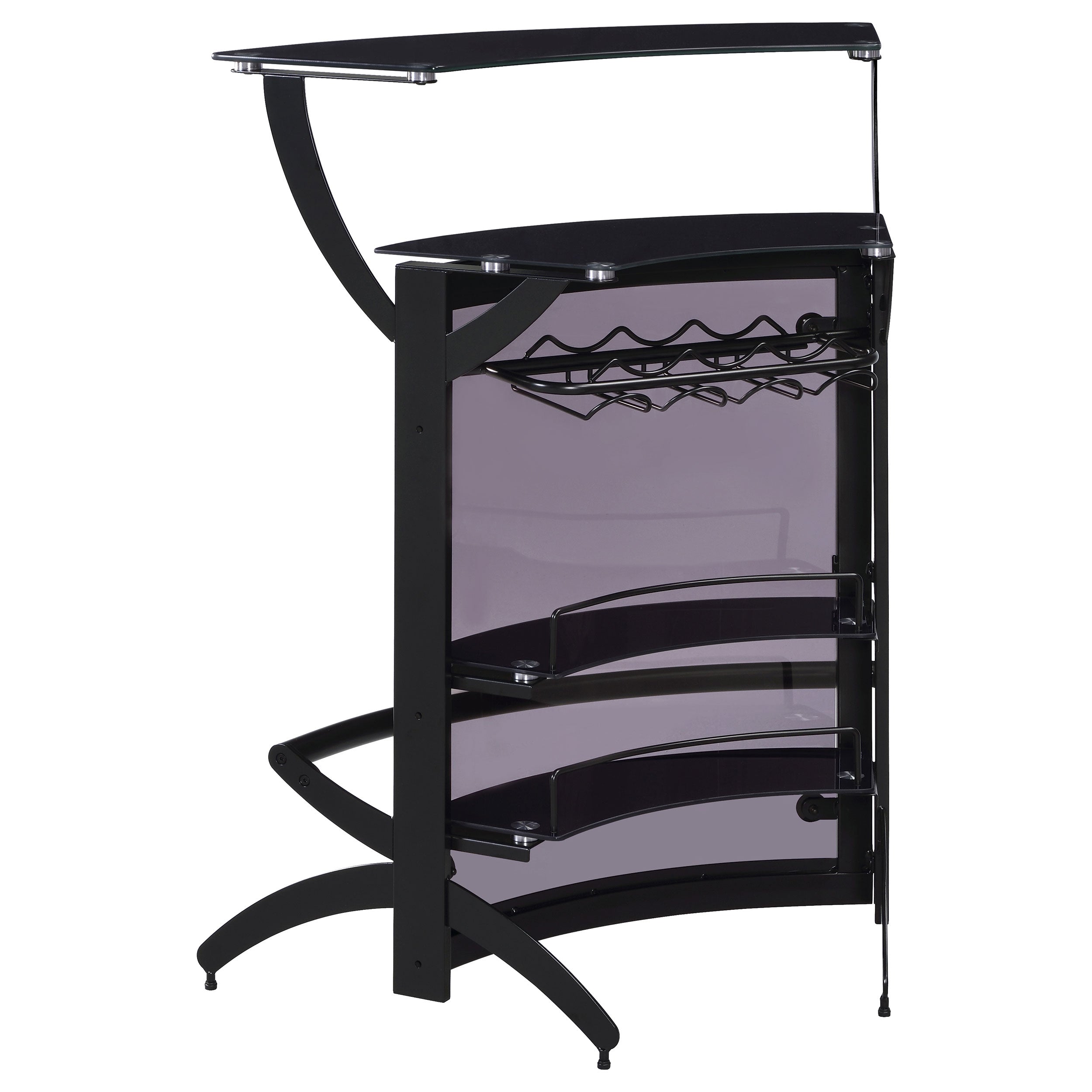 Dallas 2-shelf Curved Freestanding Home Bar Cabinet Black — view 7