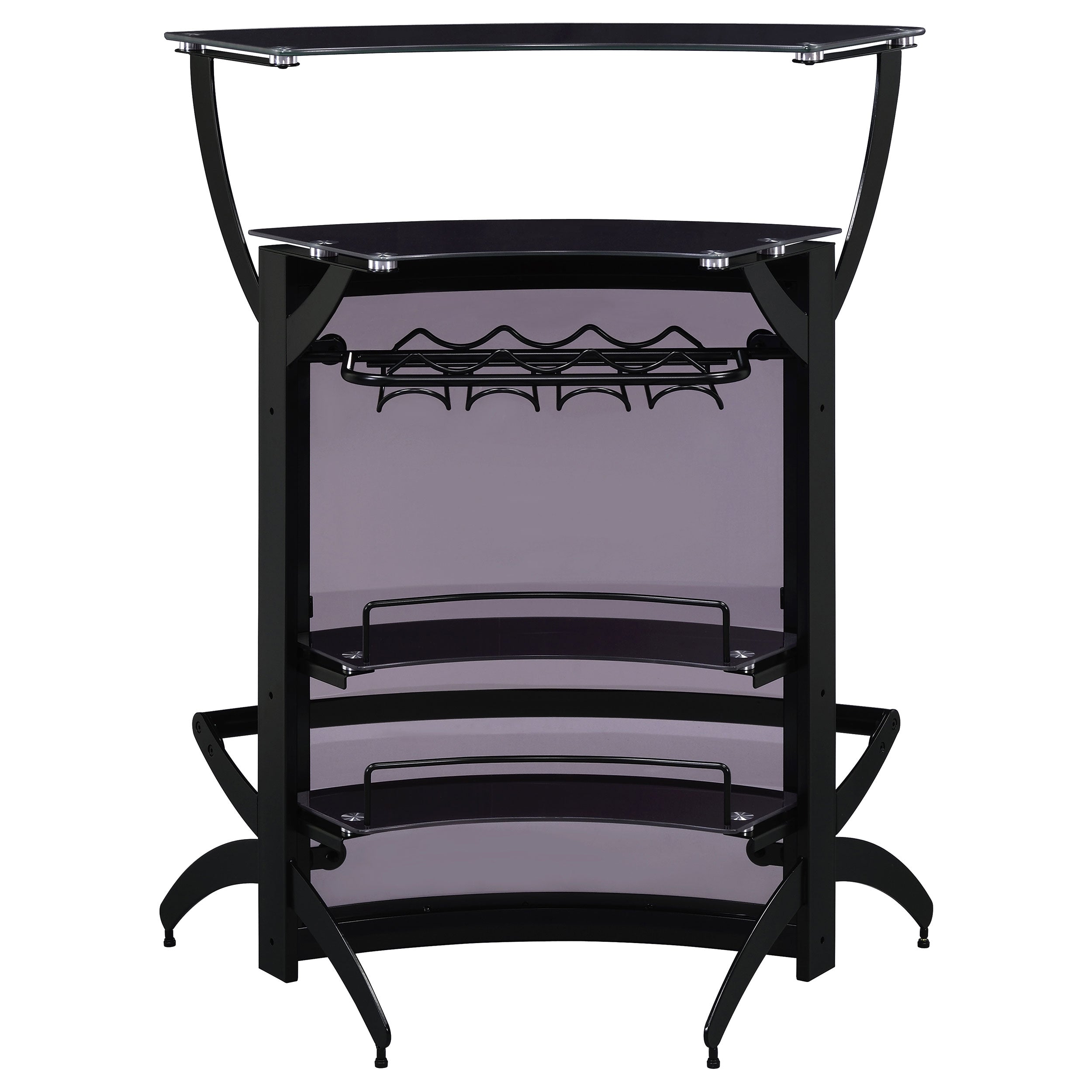 Dallas 2-shelf Curved Freestanding Home Bar Cabinet Black — view 8