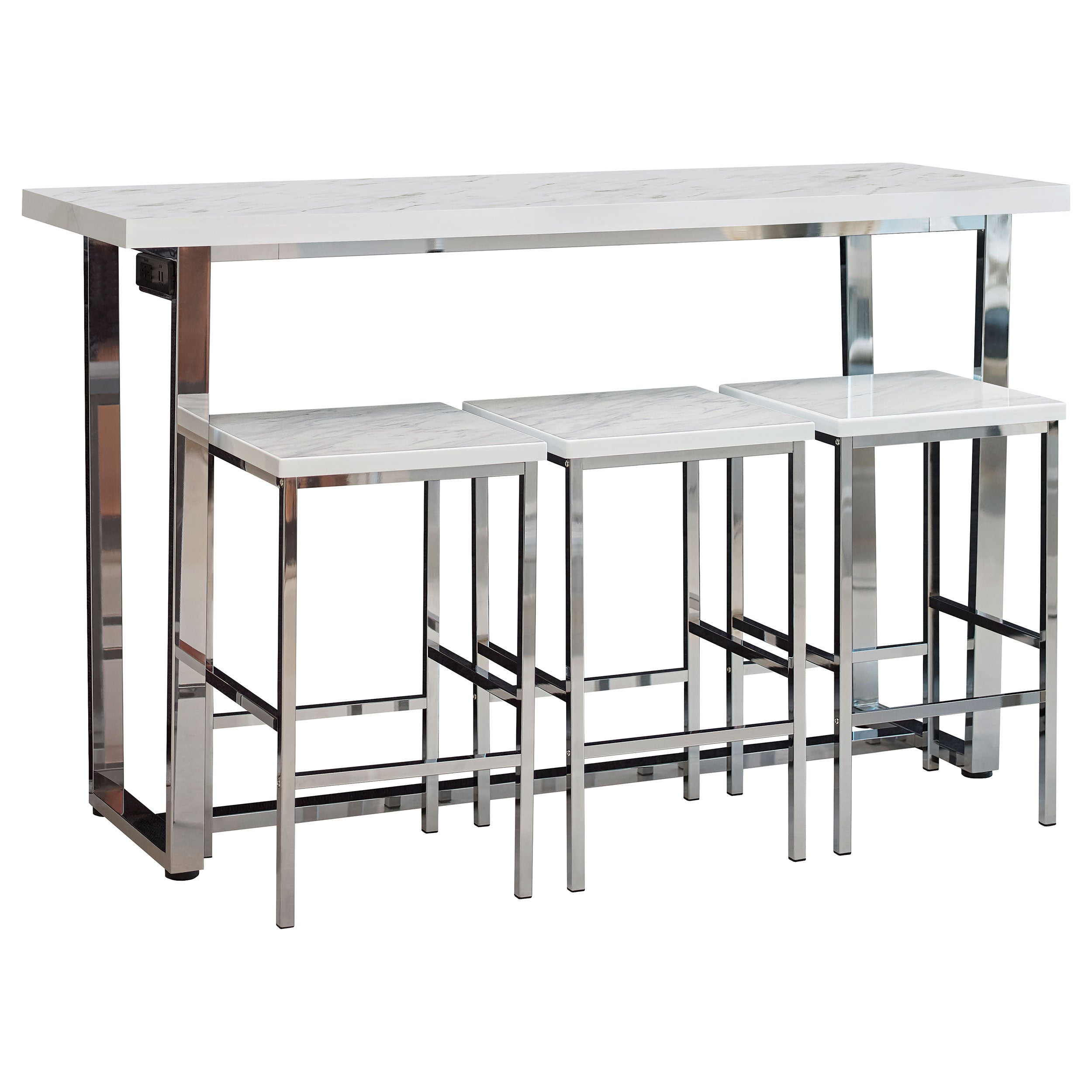 Marmot 4-piece Rectangular Counter Height Table Set Chrome — view 2