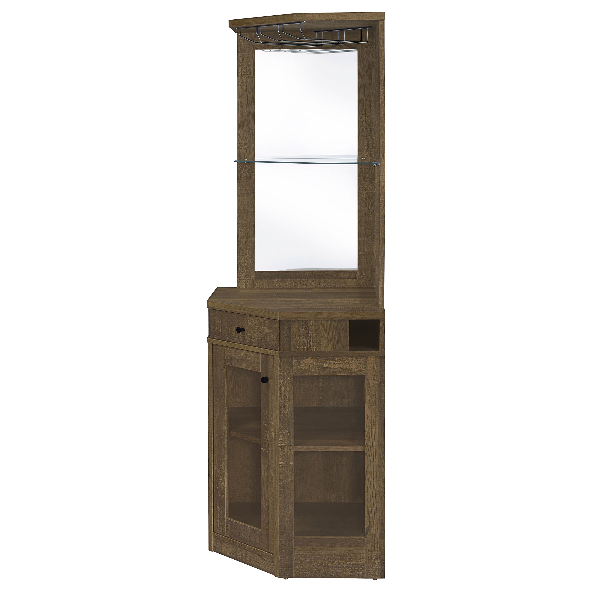 Alviso 1-drawer Corner Home Bar Wine Cabinet Rustic Oak — view 5