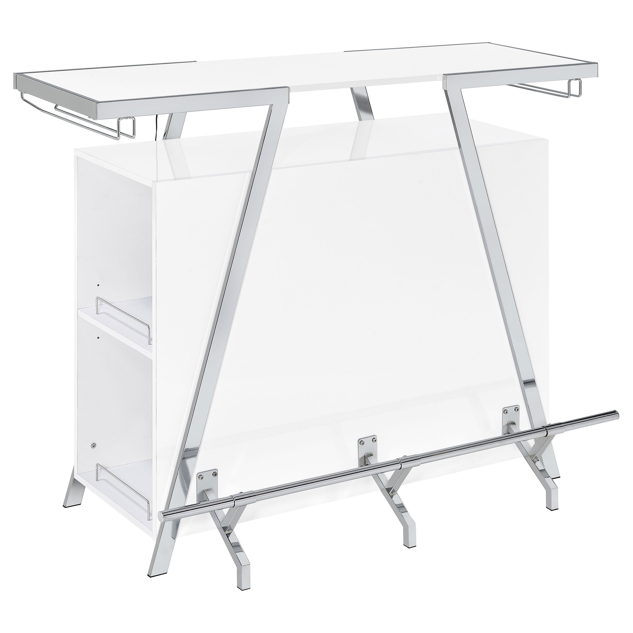 Araceli Freestanding LED Home Bar Cabinet White High Gloss — view 7