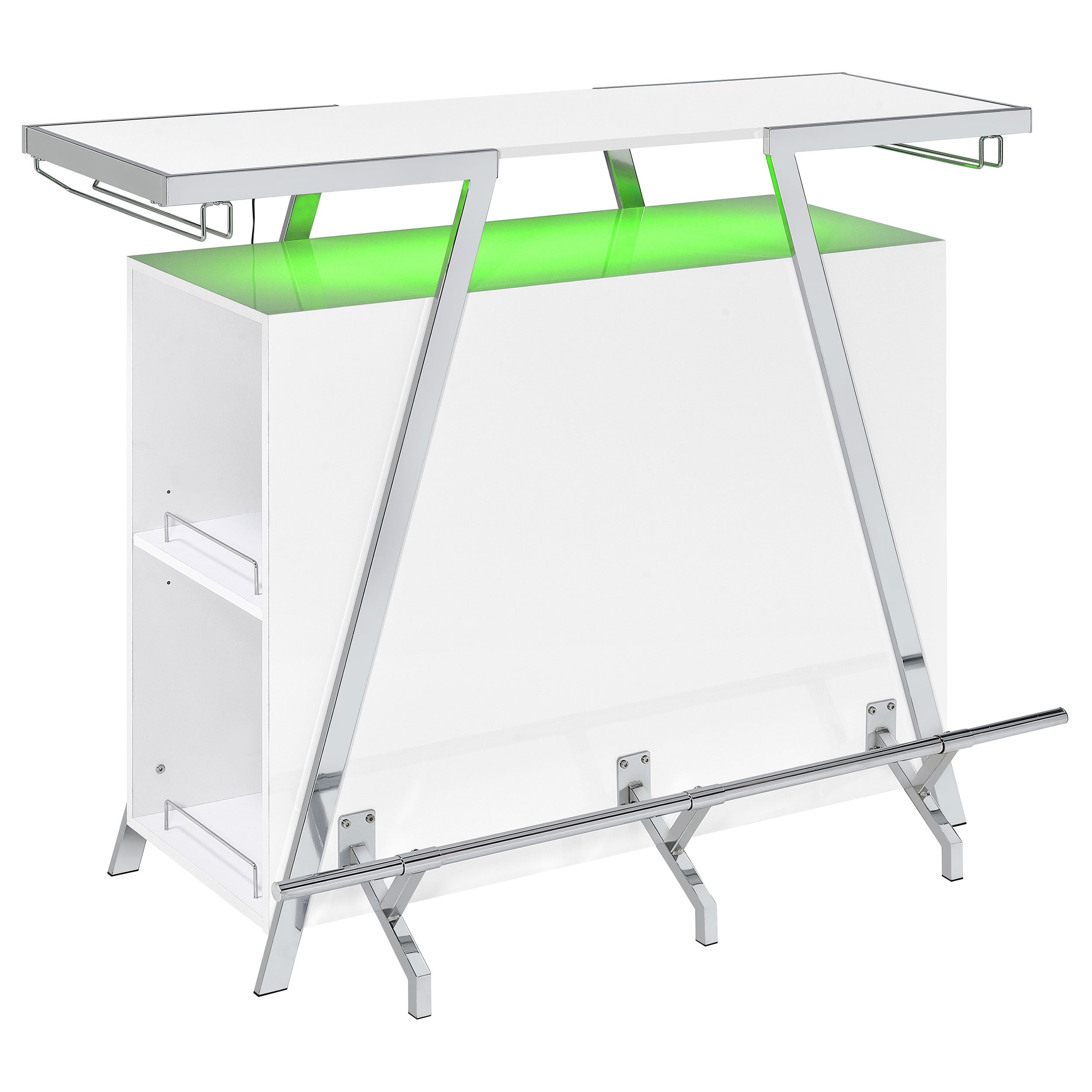 Araceli Freestanding LED Home Bar Cabinet White High Gloss — view 12
