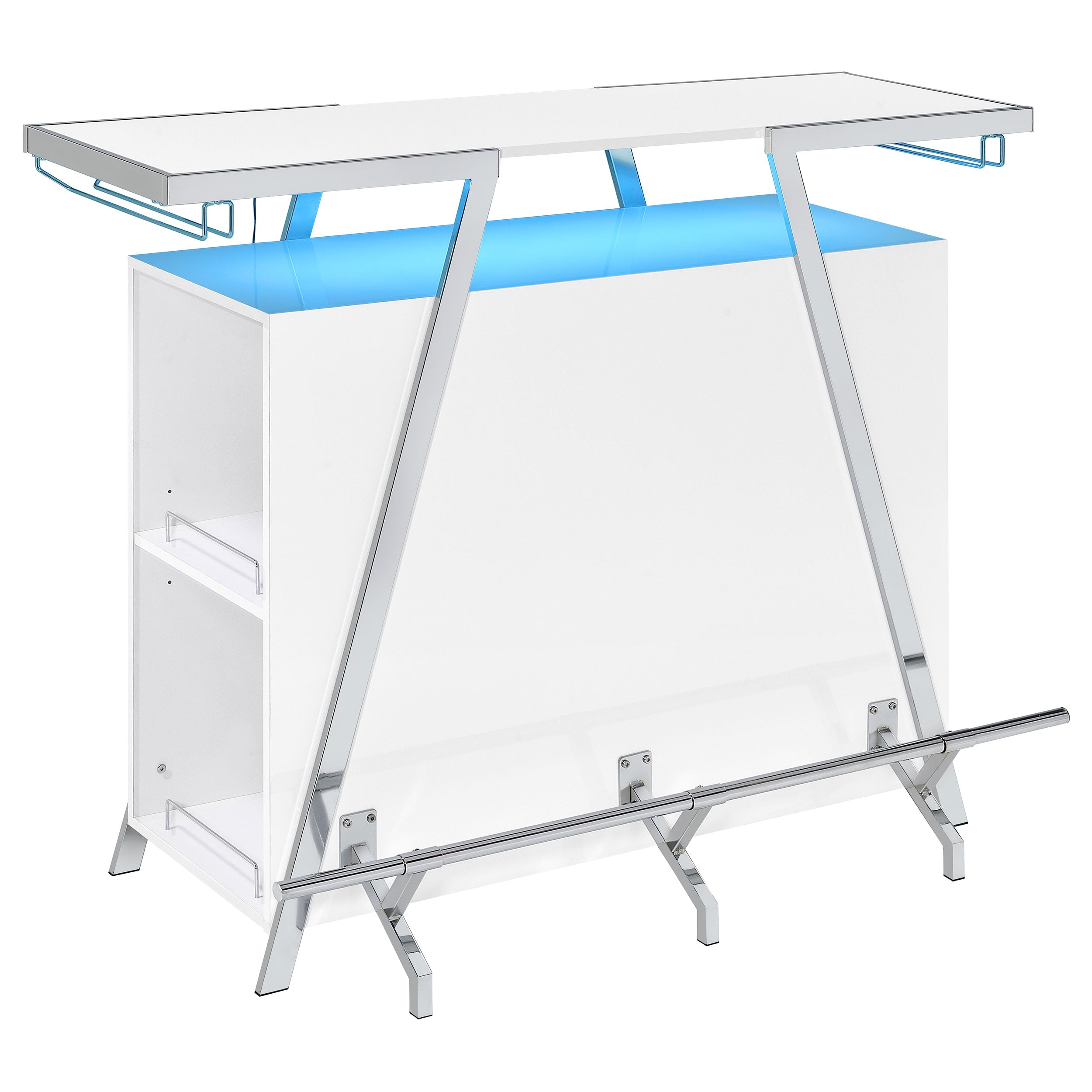 Araceli Freestanding LED Home Bar Cabinet White High Gloss — view 13