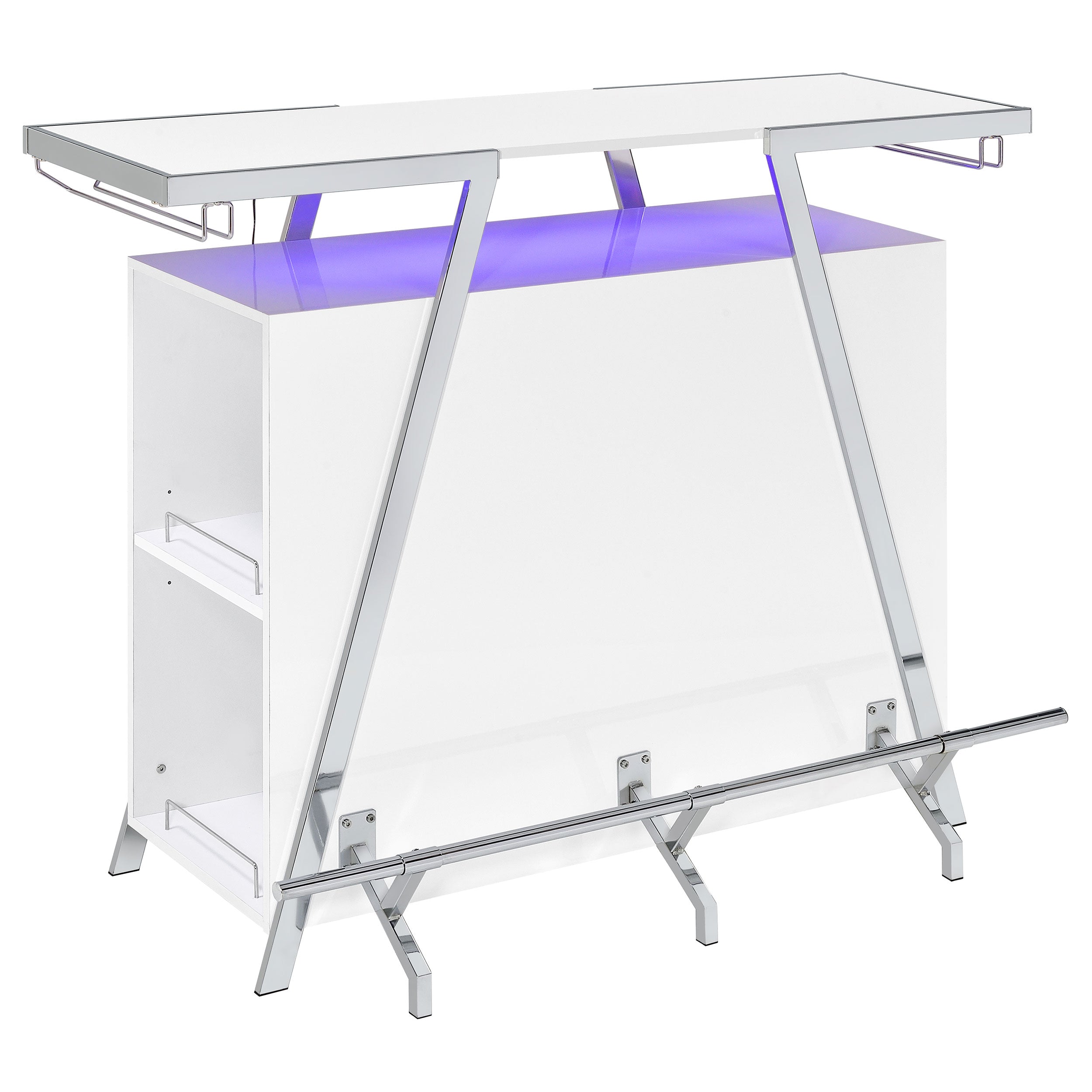 Araceli Freestanding LED Home Bar Cabinet White High Gloss — view 14