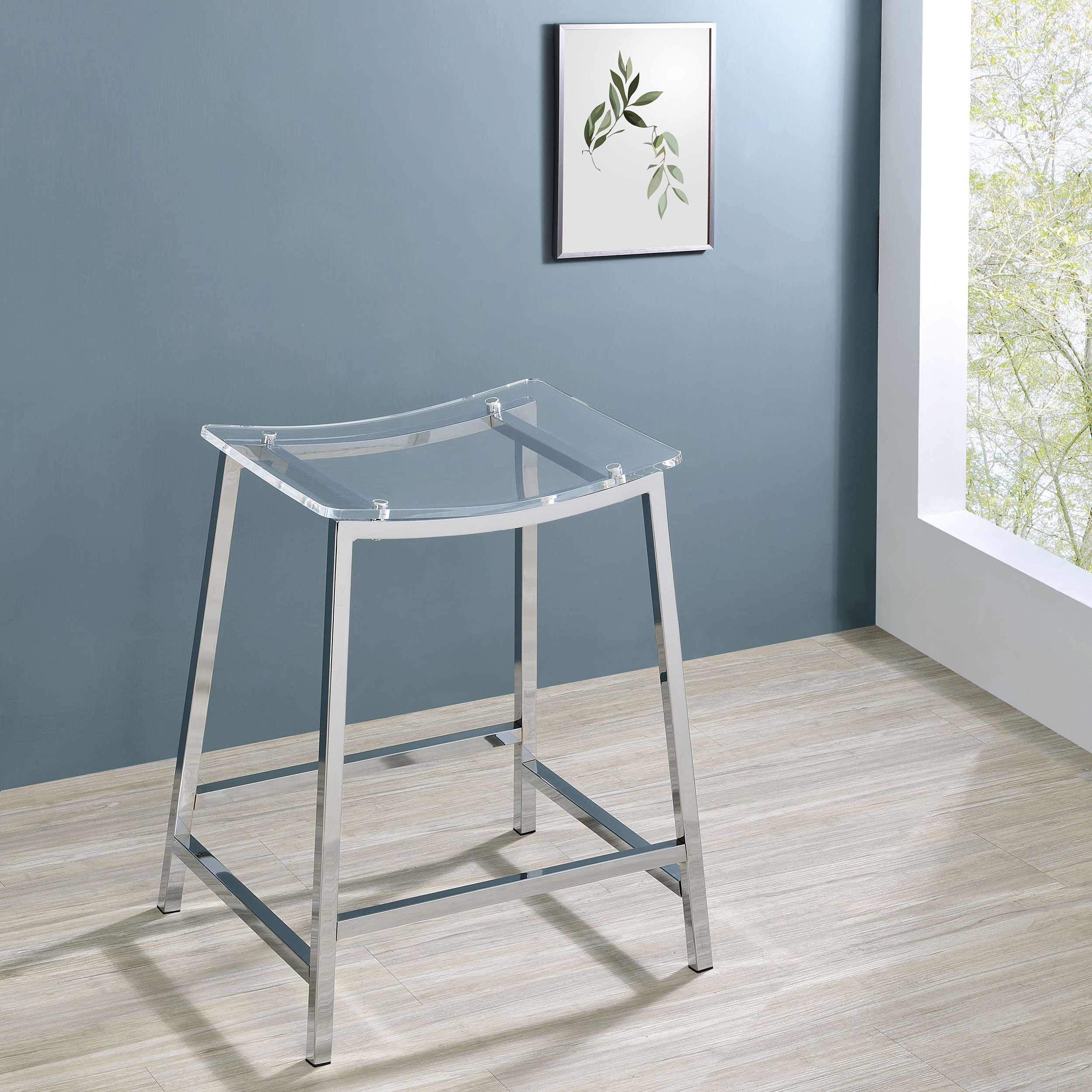 Jovani Acrylic Backless Counter Stool Chrome (Set of 2) — view 2