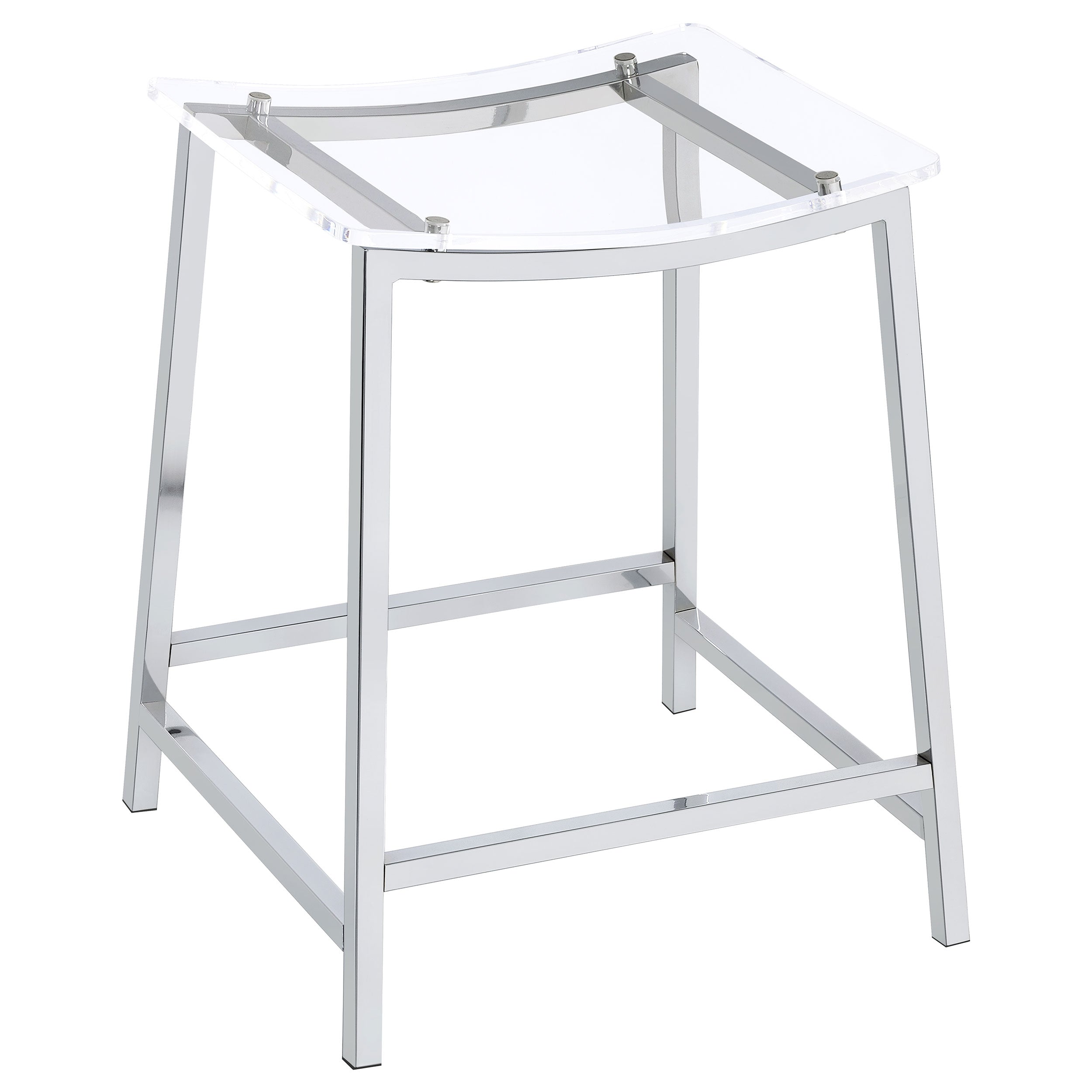 Jovani Acrylic Backless Counter Stool Chrome (Set of 2) — view 3