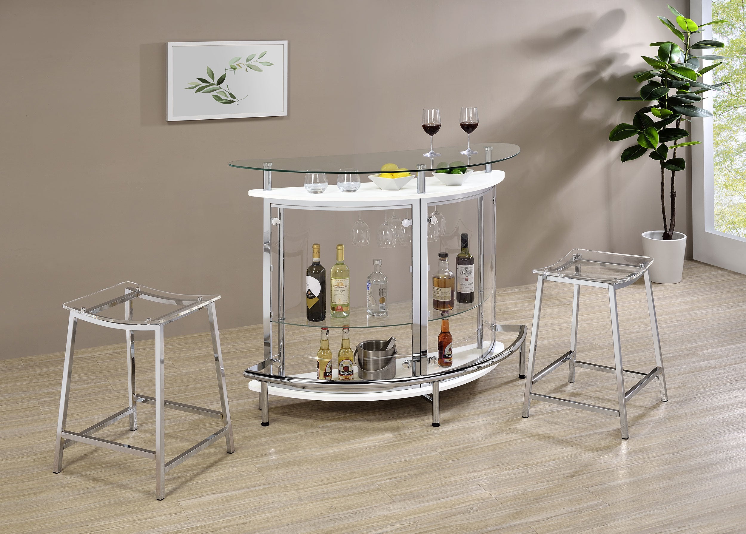 Jovani Acrylic Backless Counter Stool Chrome (Set of 2) — view 9