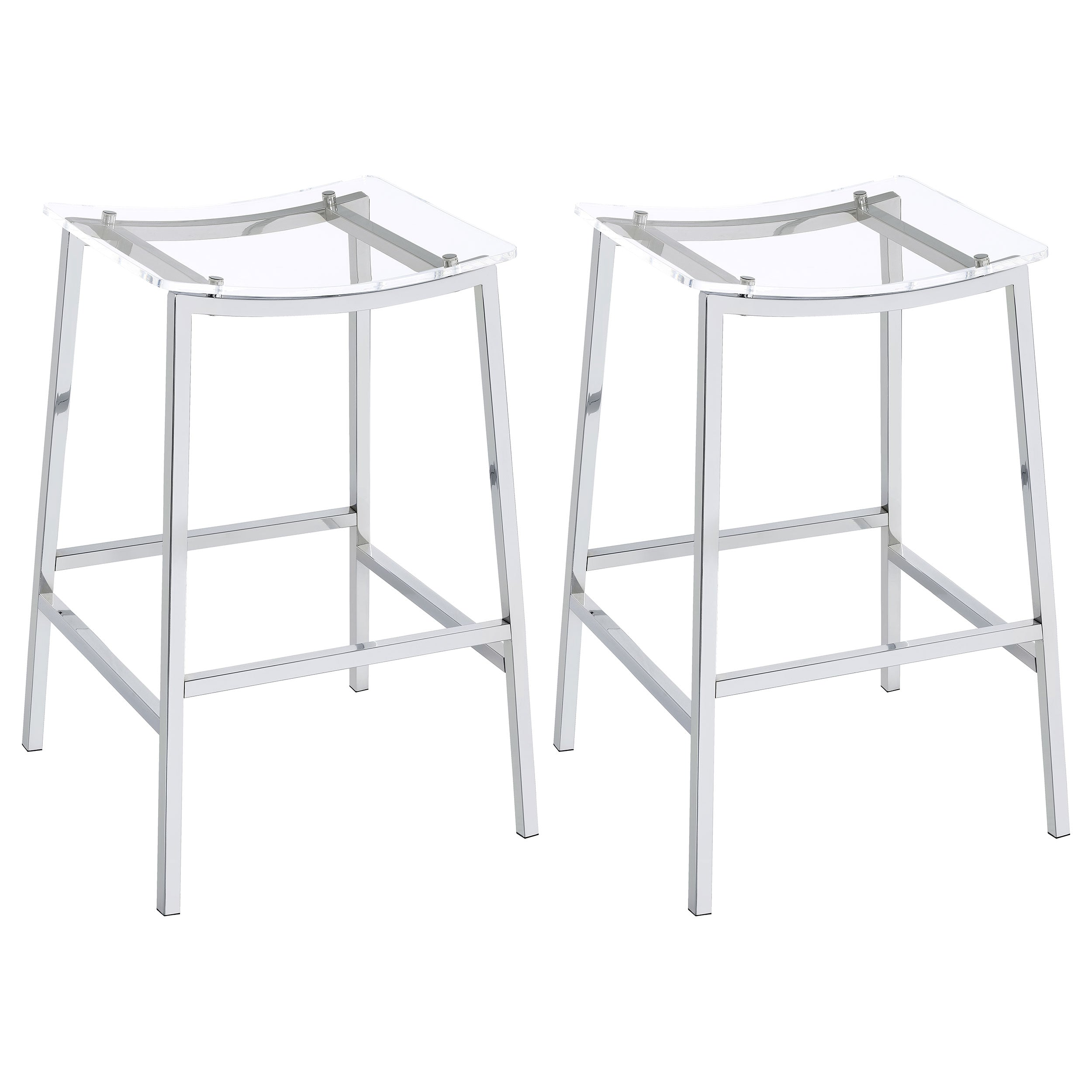 Jovani Acrylic Backless Bar Stool Chrome (Set of 2) — view 1