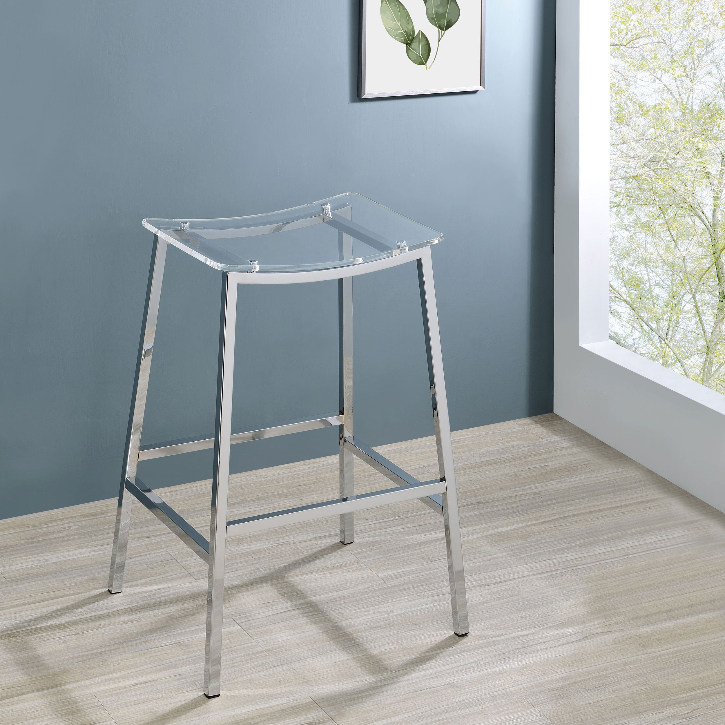 Jovani Acrylic Backless Bar Stool Chrome (Set of 2) — view 2