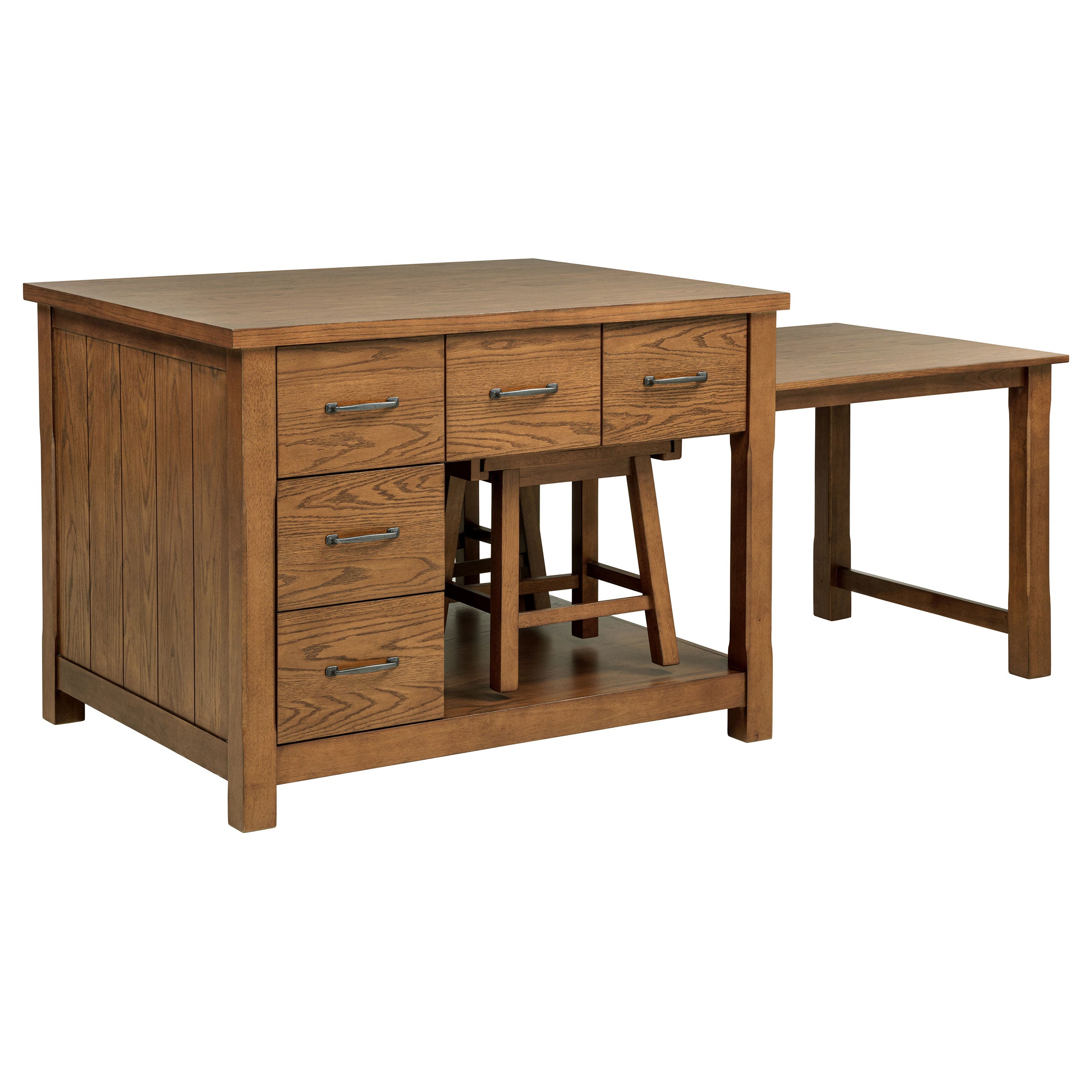 Mayfair 3-piece Kitchen Island with Extension Table Dark Oak — view 3