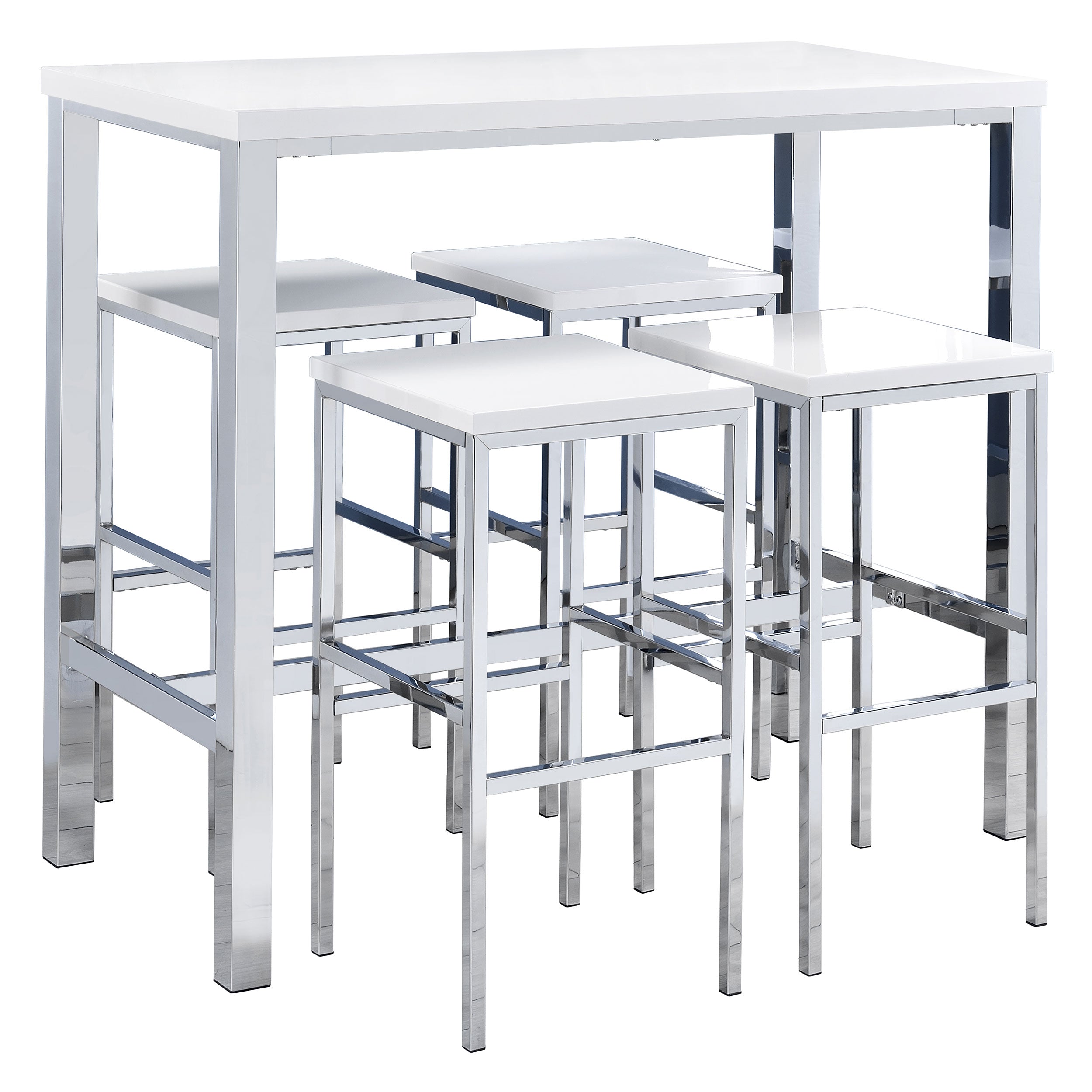 Natividad 5-piece Pub Height Bar Table Set White High Gloss — view 2