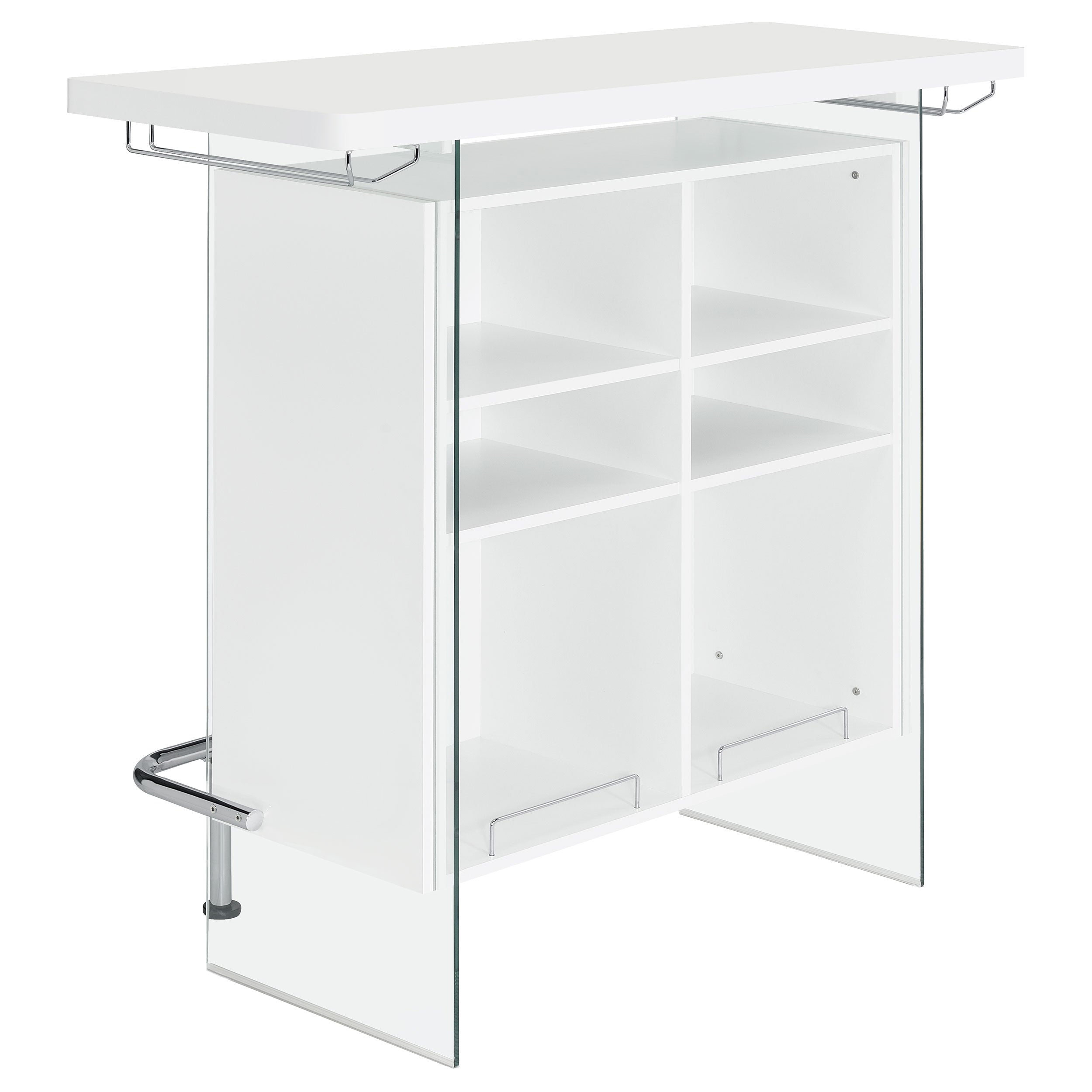 Acosta Freestanding Home Bar Wine Cabinet White High Gloss — view 7