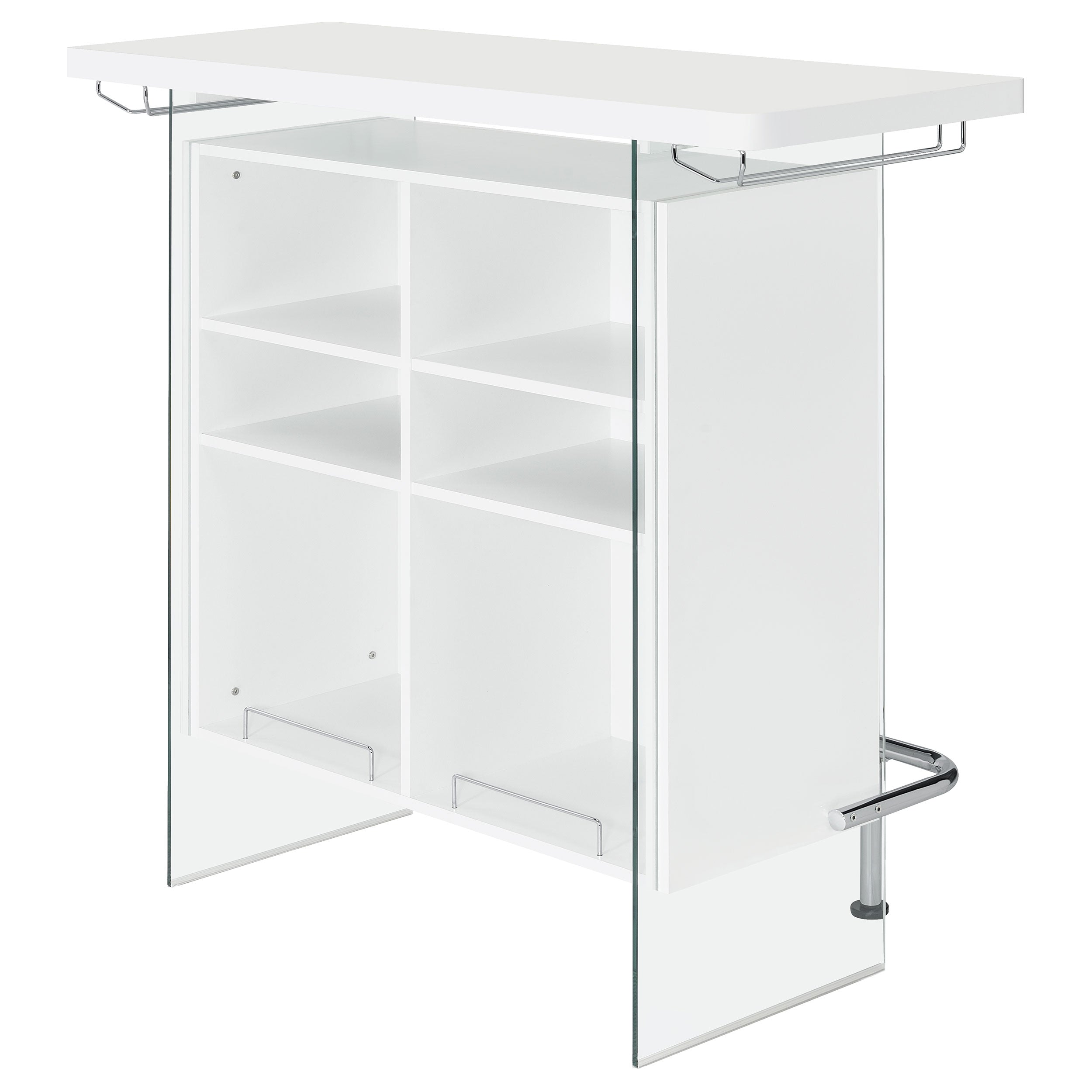 Acosta Freestanding Home Bar Wine Cabinet White High Gloss — view 9