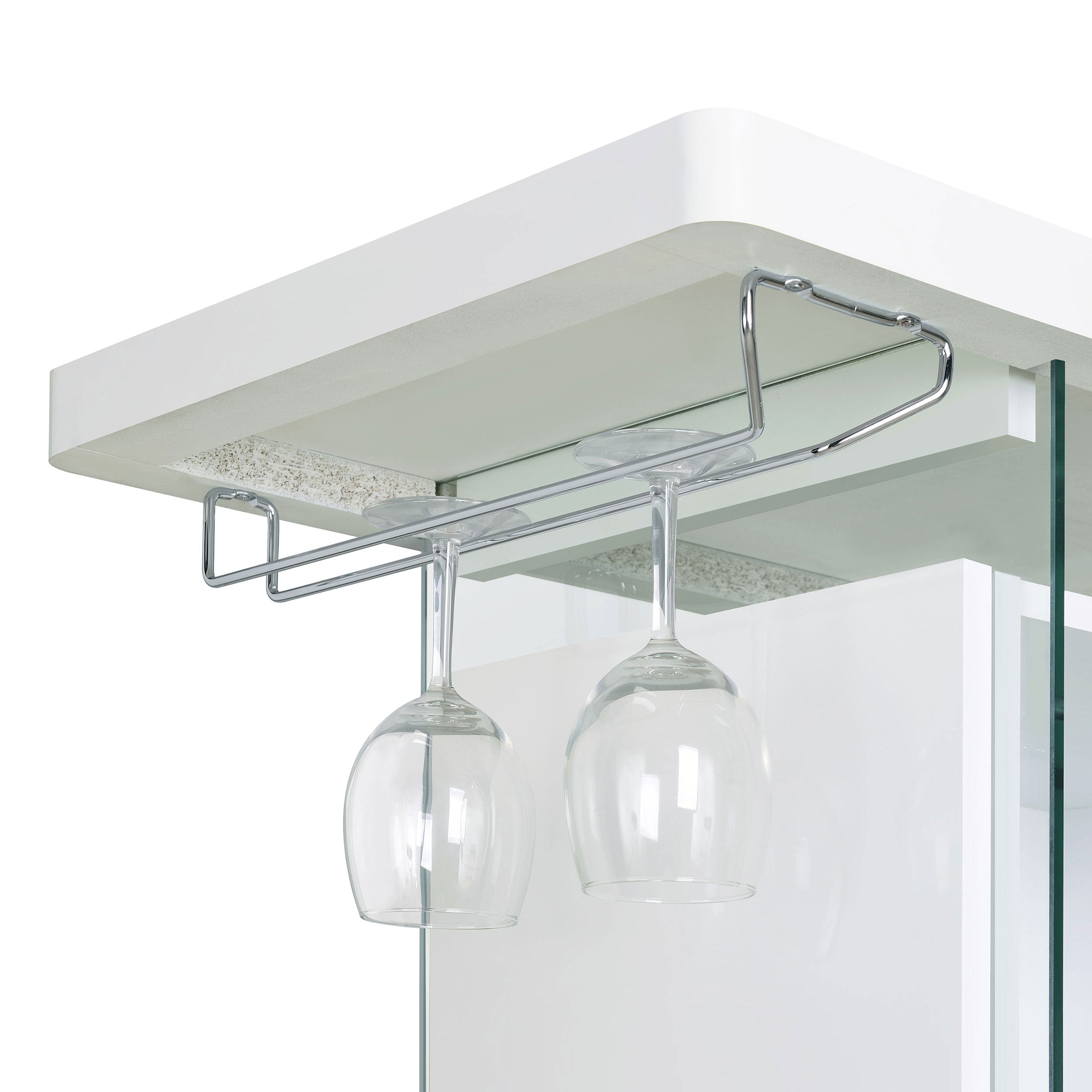 Acosta Freestanding Home Bar Wine Cabinet White High Gloss — view 11