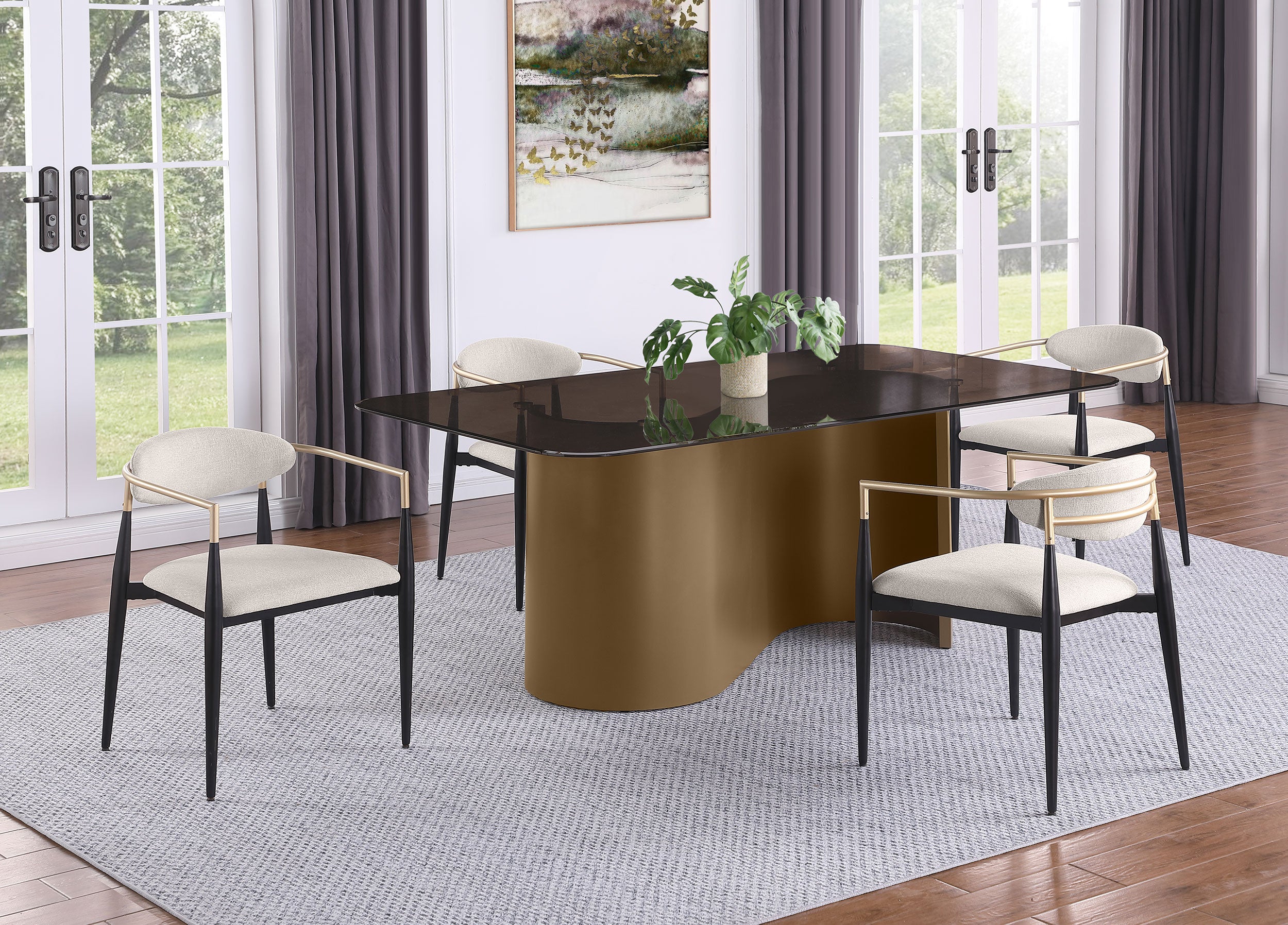 Bradbury Fabric Upholstered Dining Arm Chair Beige (Set of 2) — view 13