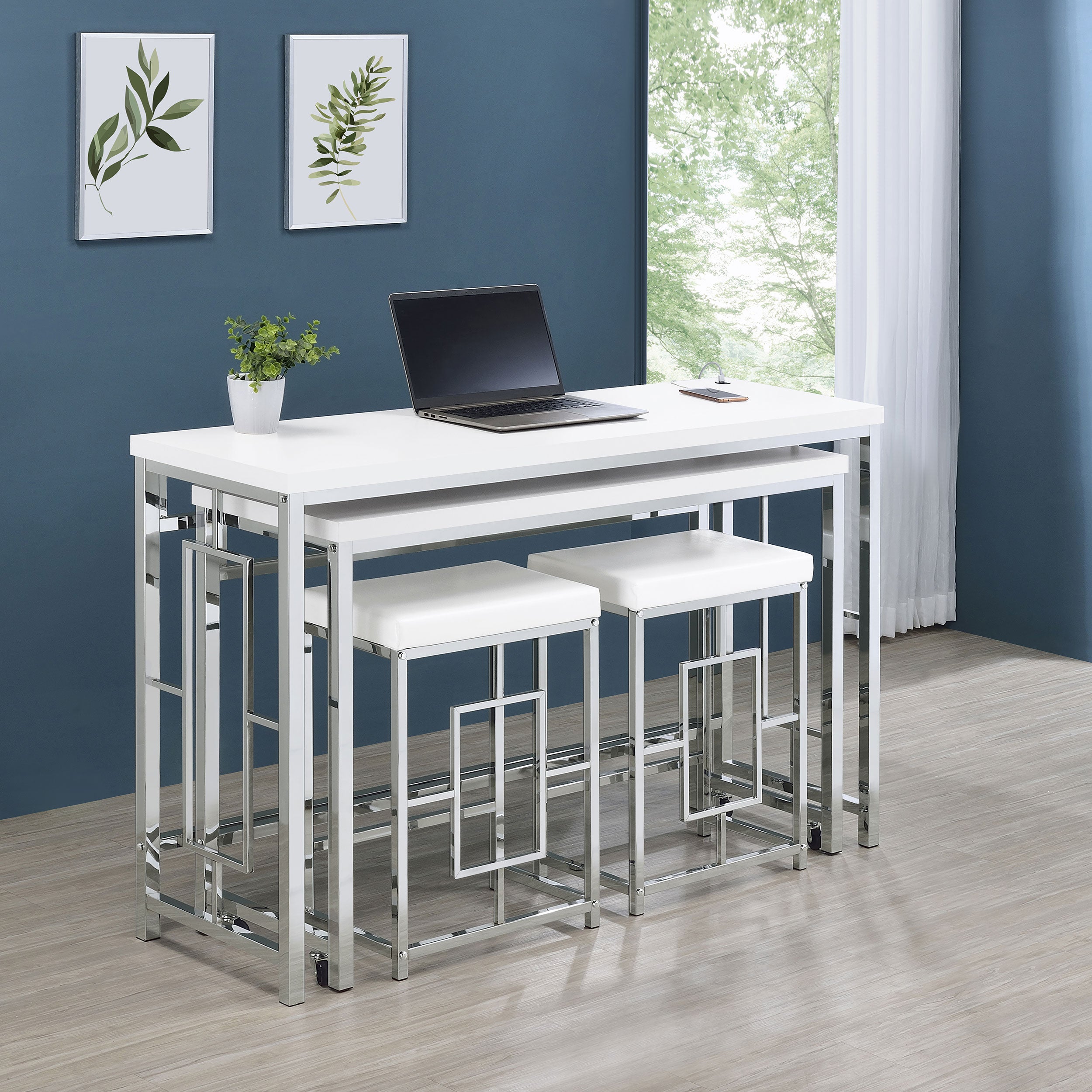 Jackson 4-piece Multipurpose Counter Height Table Set White — view 2