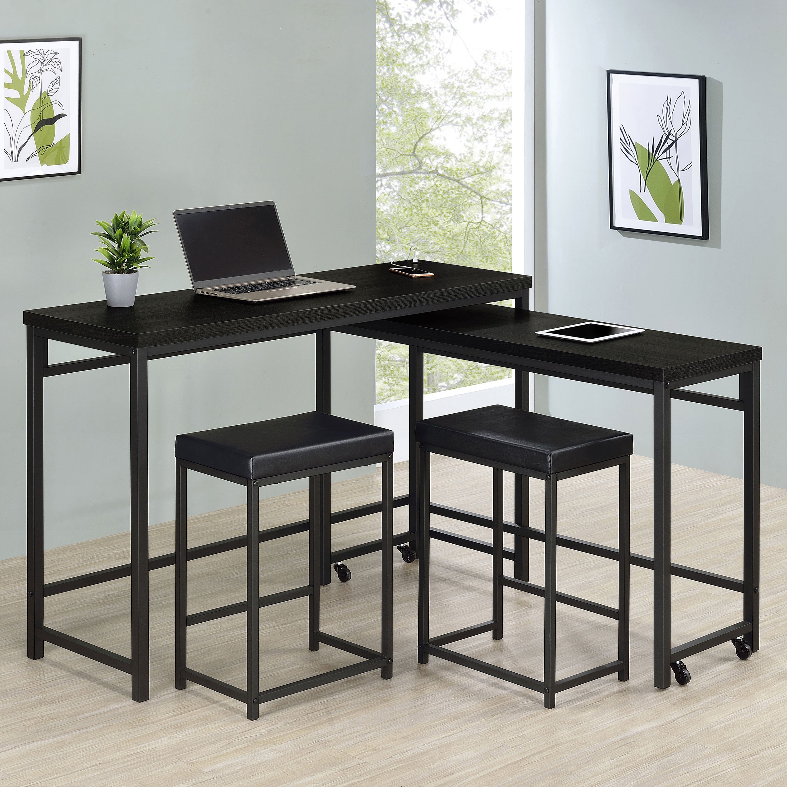 Hawes 4-piece Multipurpose Counter Height Table Set Black — view 3
