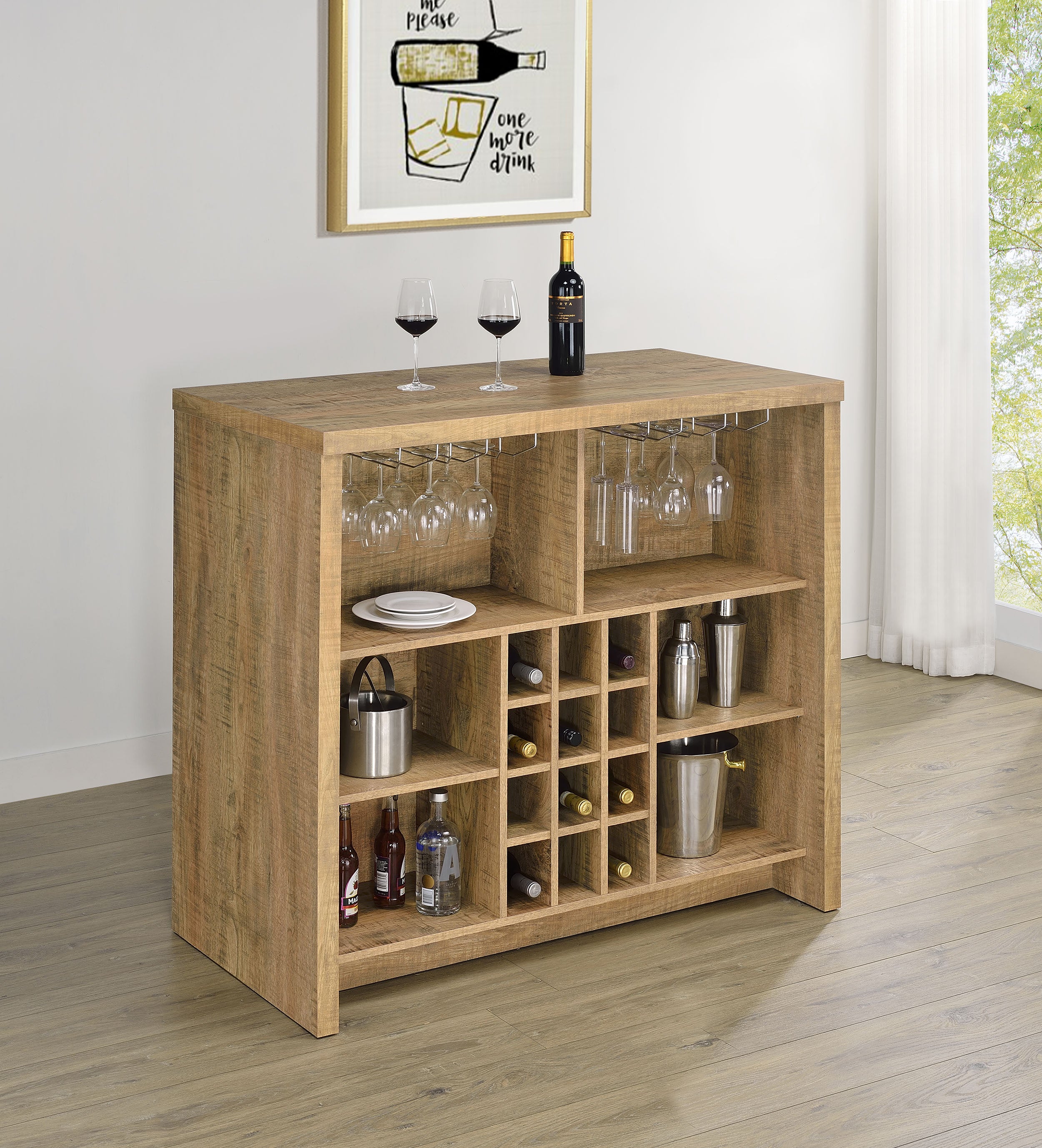 Topanga Engineered Wood Freestanding Home Bar Mango — view 3