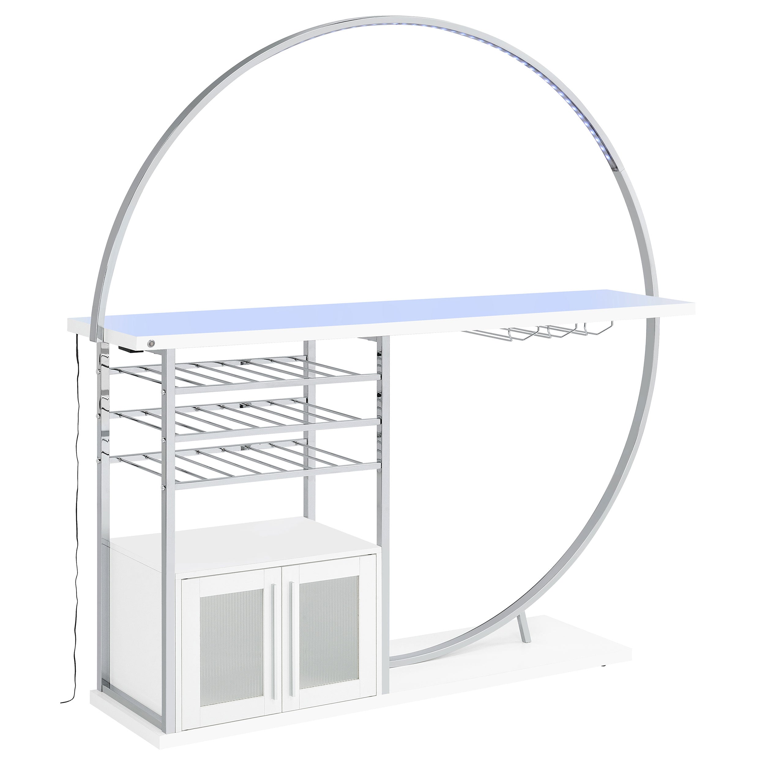 Risley 2-door Circular LED Wine Cabinet White High Gloss — view 4