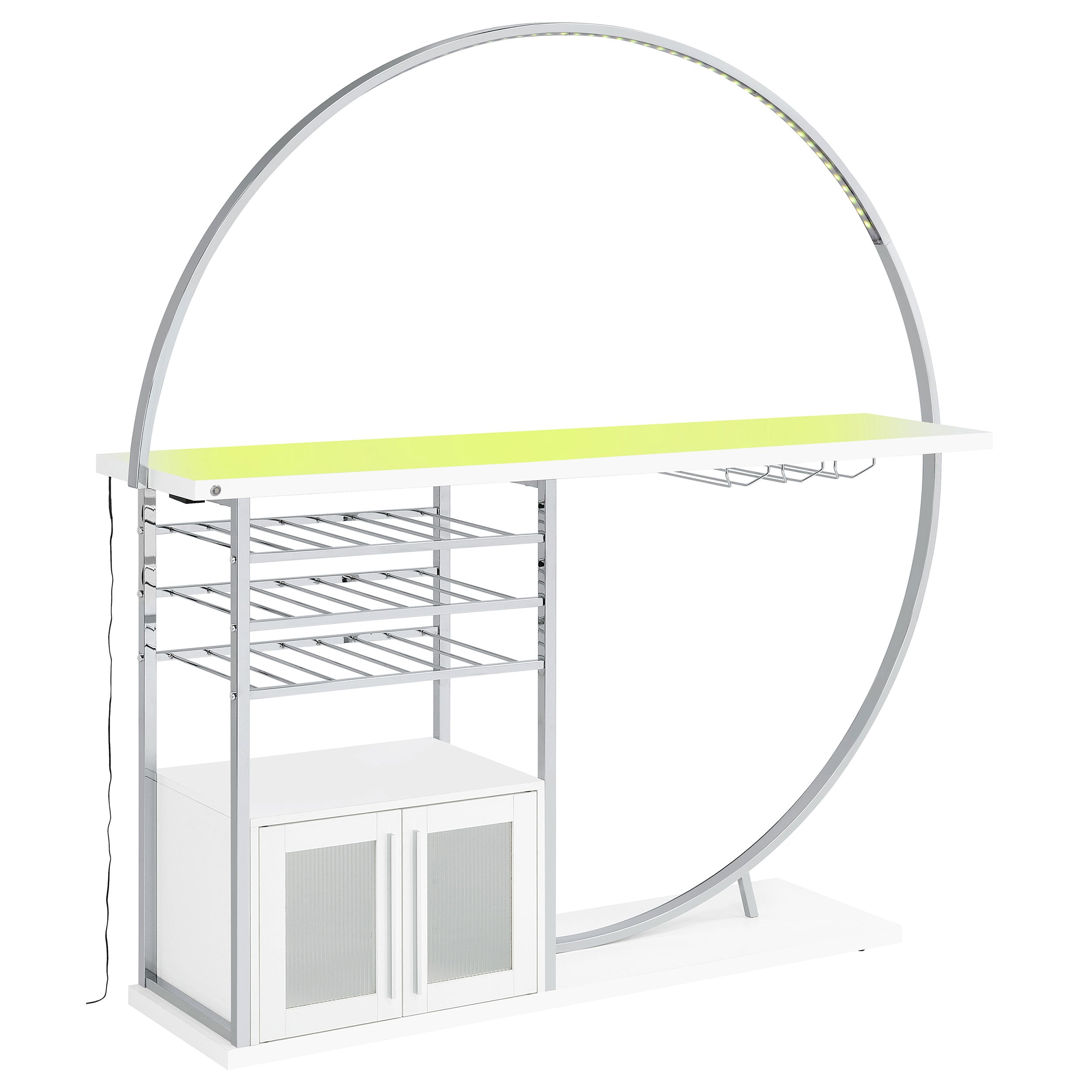 Risley 2-door Circular LED Wine Cabinet White High Gloss — view 7